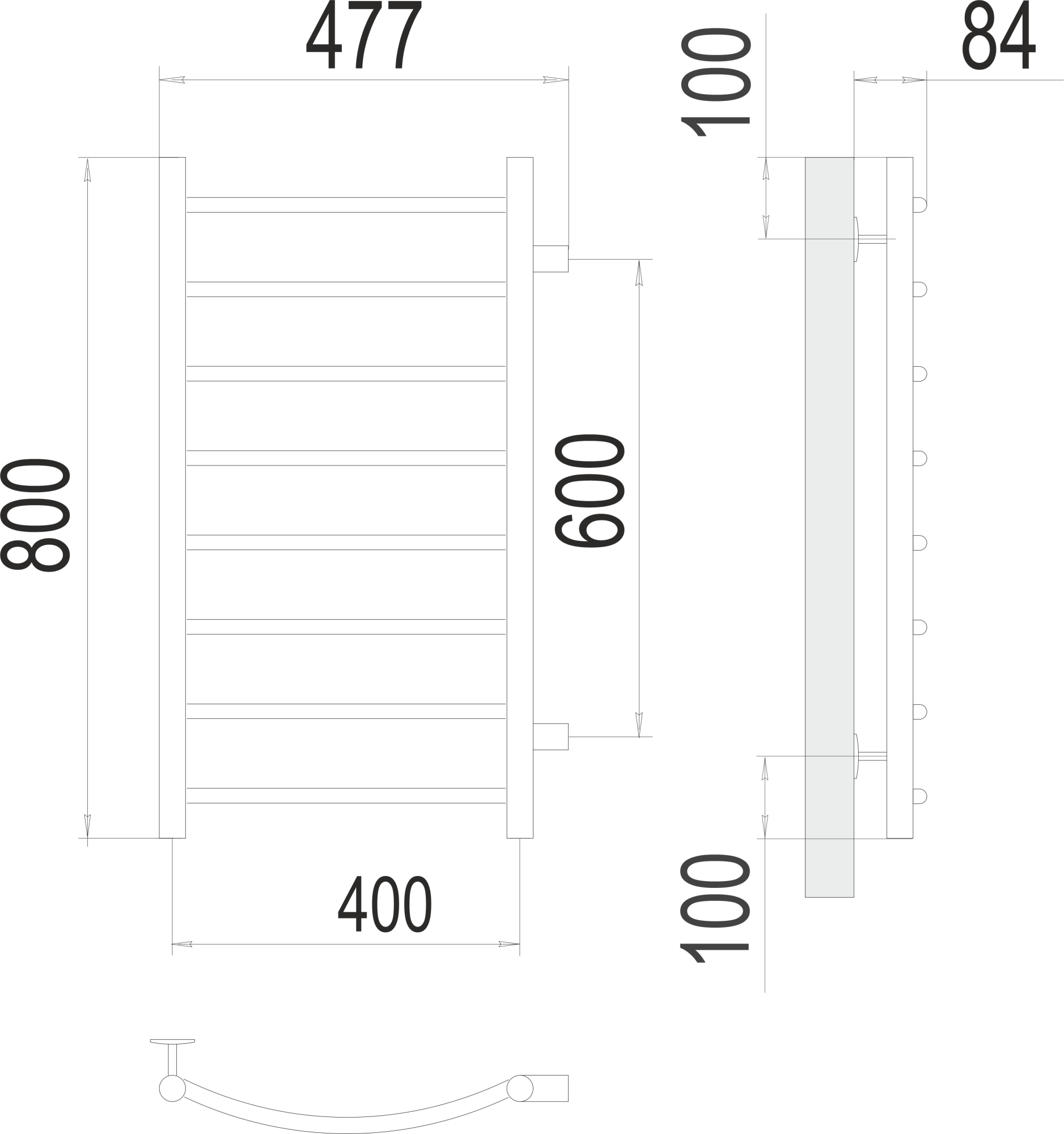 Полотенцесушитель водяной Terminus Eco Классик П8 40x80 б/п60