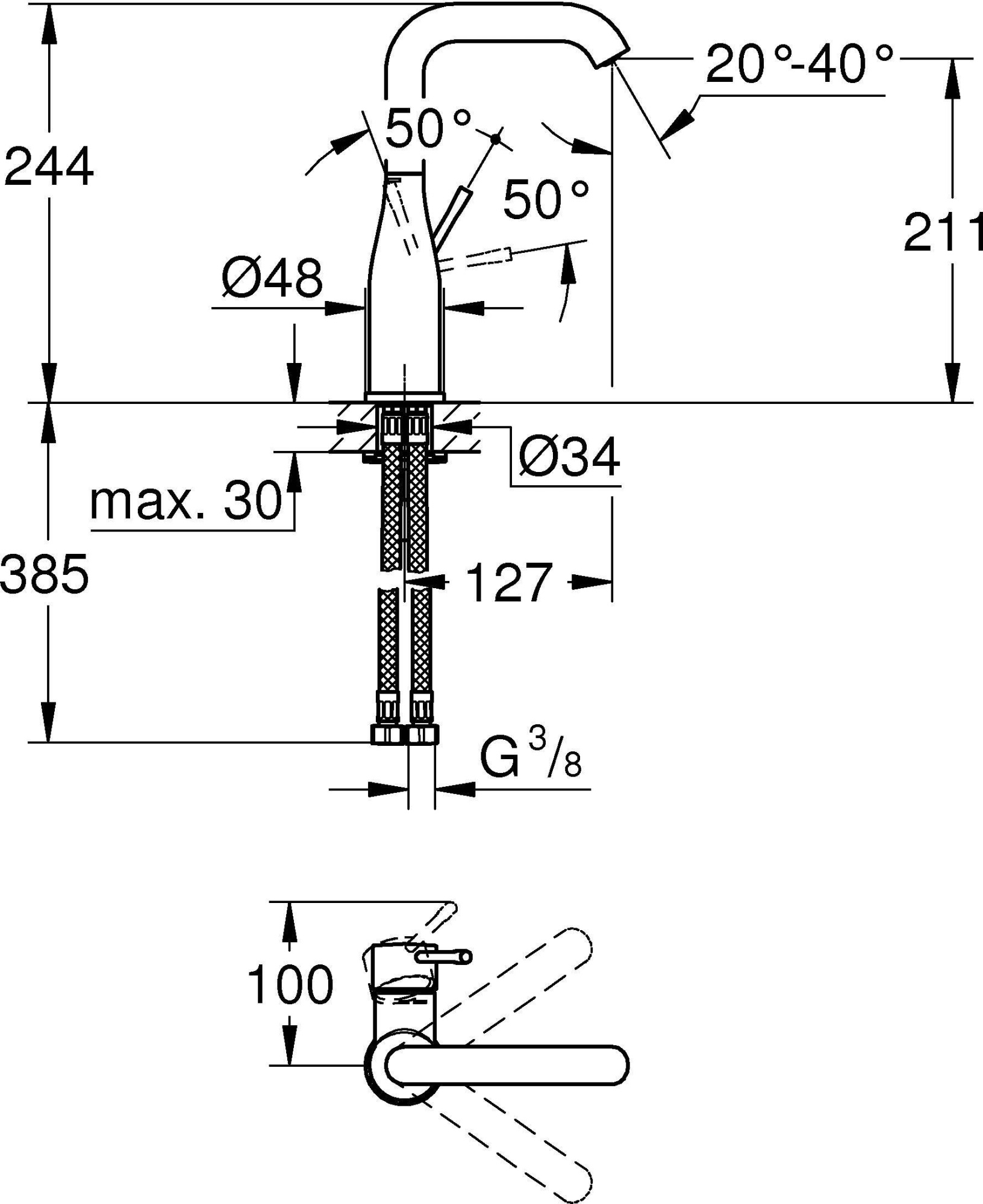 Смеситель Grohe Essence+ 23541001 для раковины