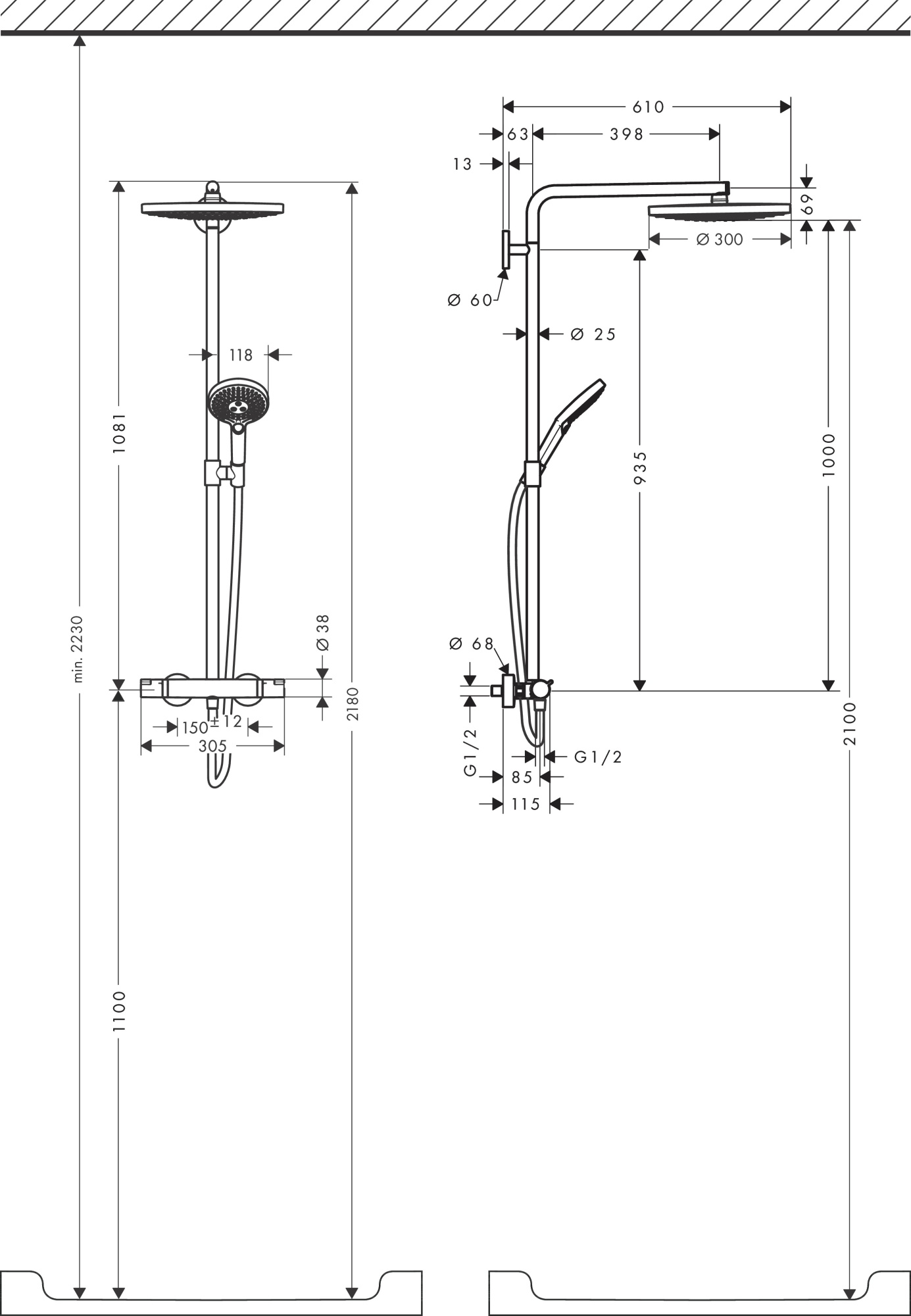 Душевая стойка Hansgrohe Rainmaker Select S 27133000 с термостатом