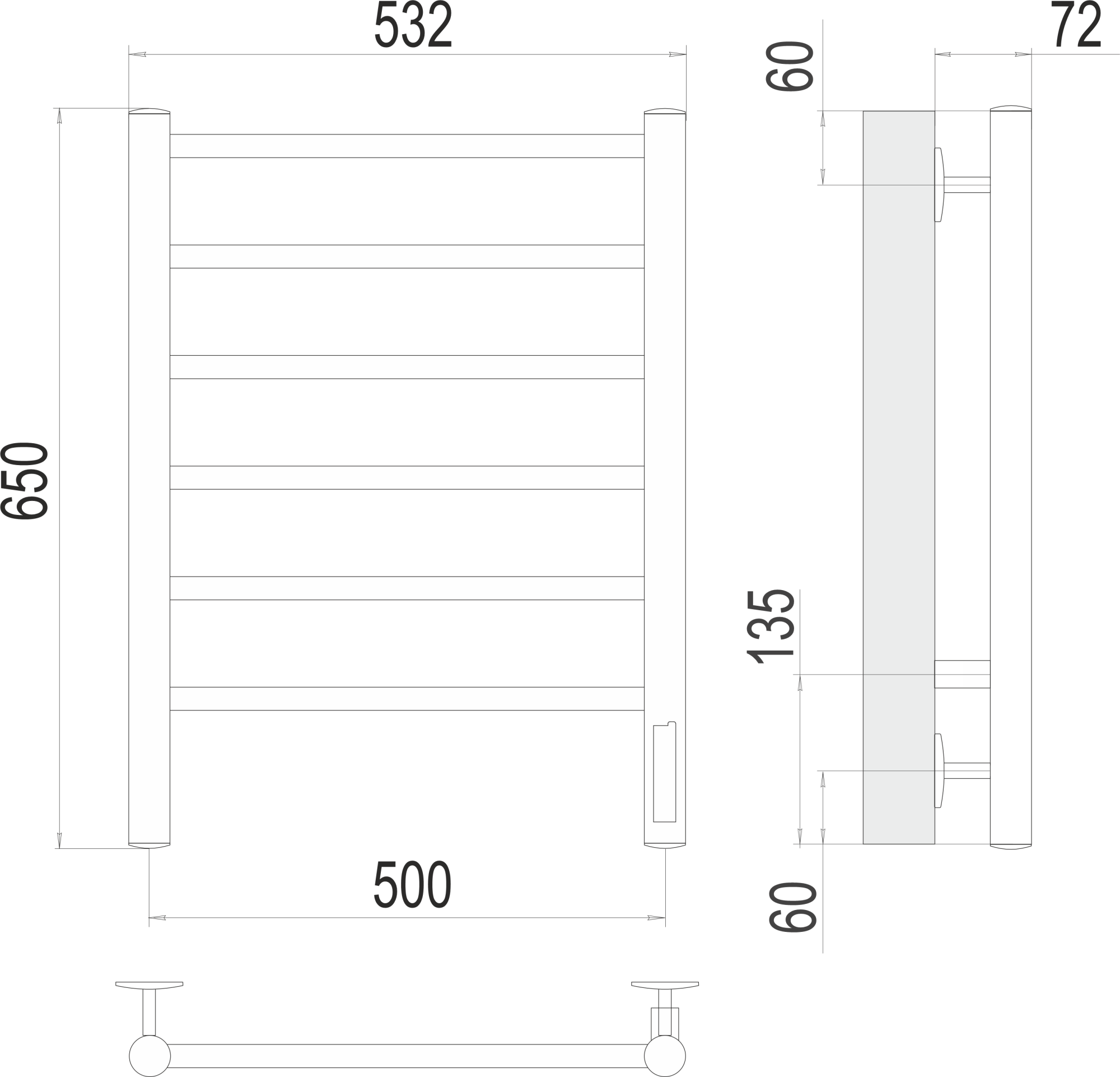 Полотенцесушитель электрический Terminus Standart Аврора П6 50x65