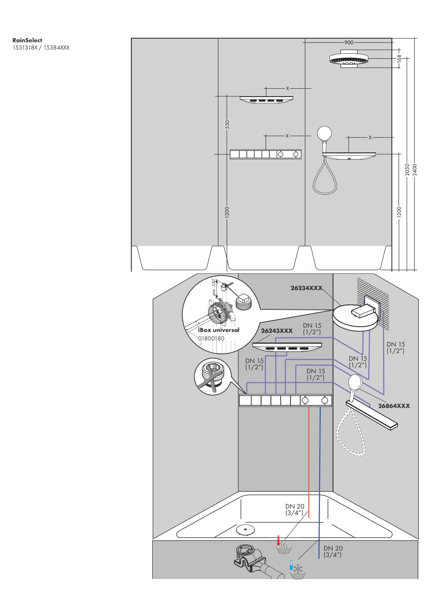 Скрытая часть Hansgrohe RainSelect 15313180