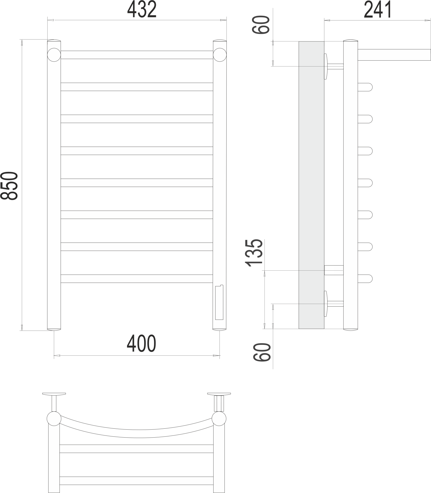 Полотенцесушитель электрический Terminus Standart Классик с/п П8 40x85