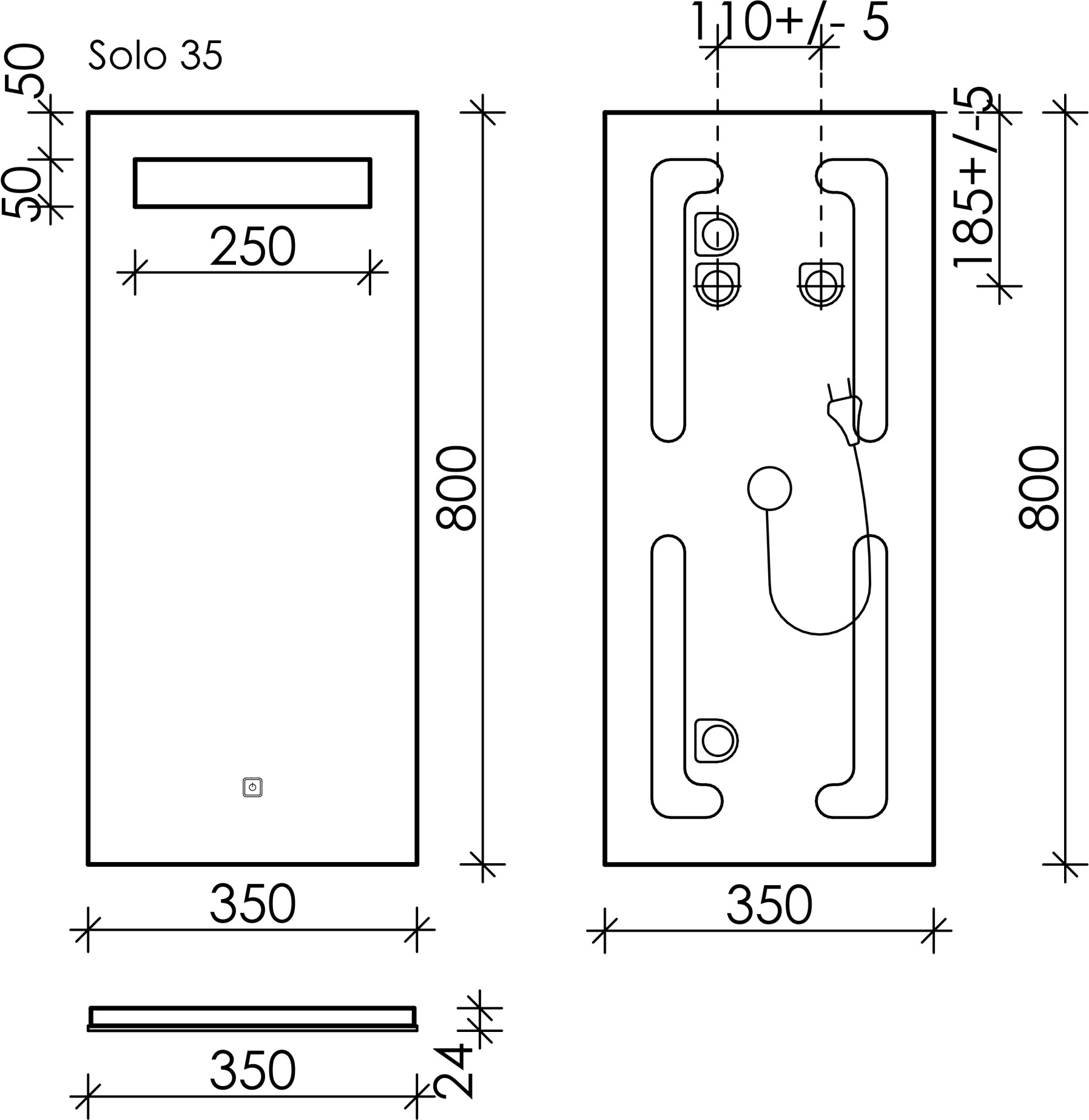 Зеркало Sancos Solo 35х80 SL35