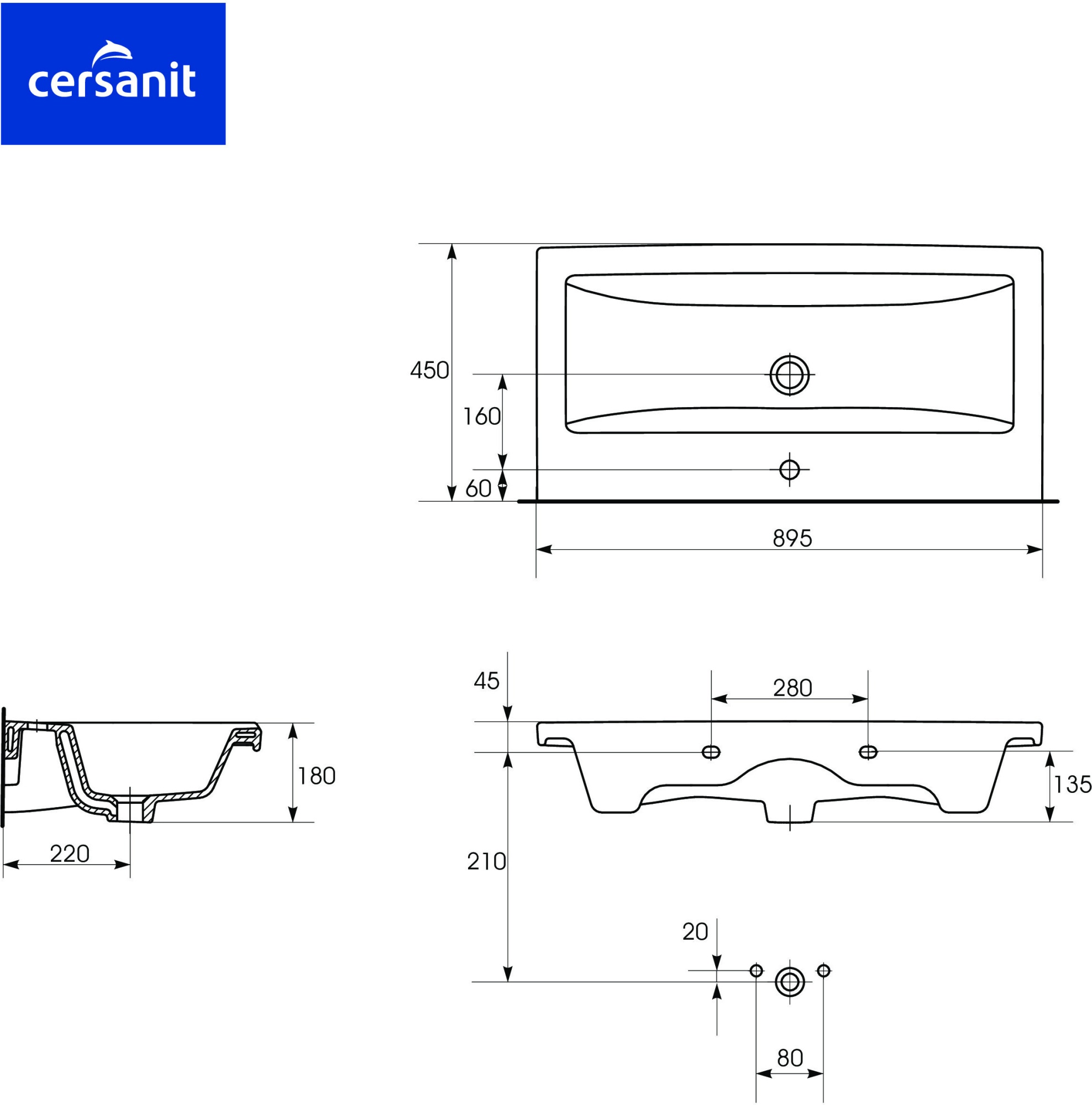 Раковина Cersanit Como 90 UM-COM90/1