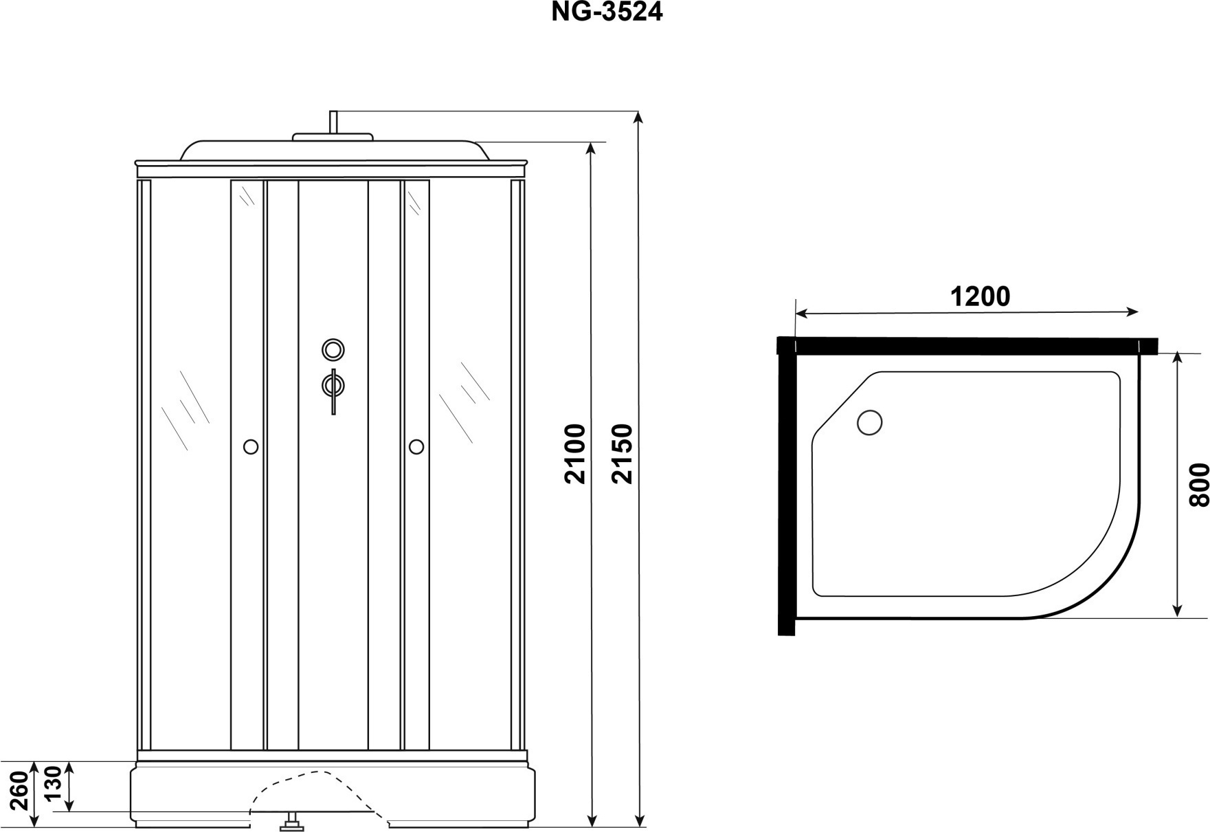 Душевая кабина Niagara Eco E120/80/26L/TN 120x80