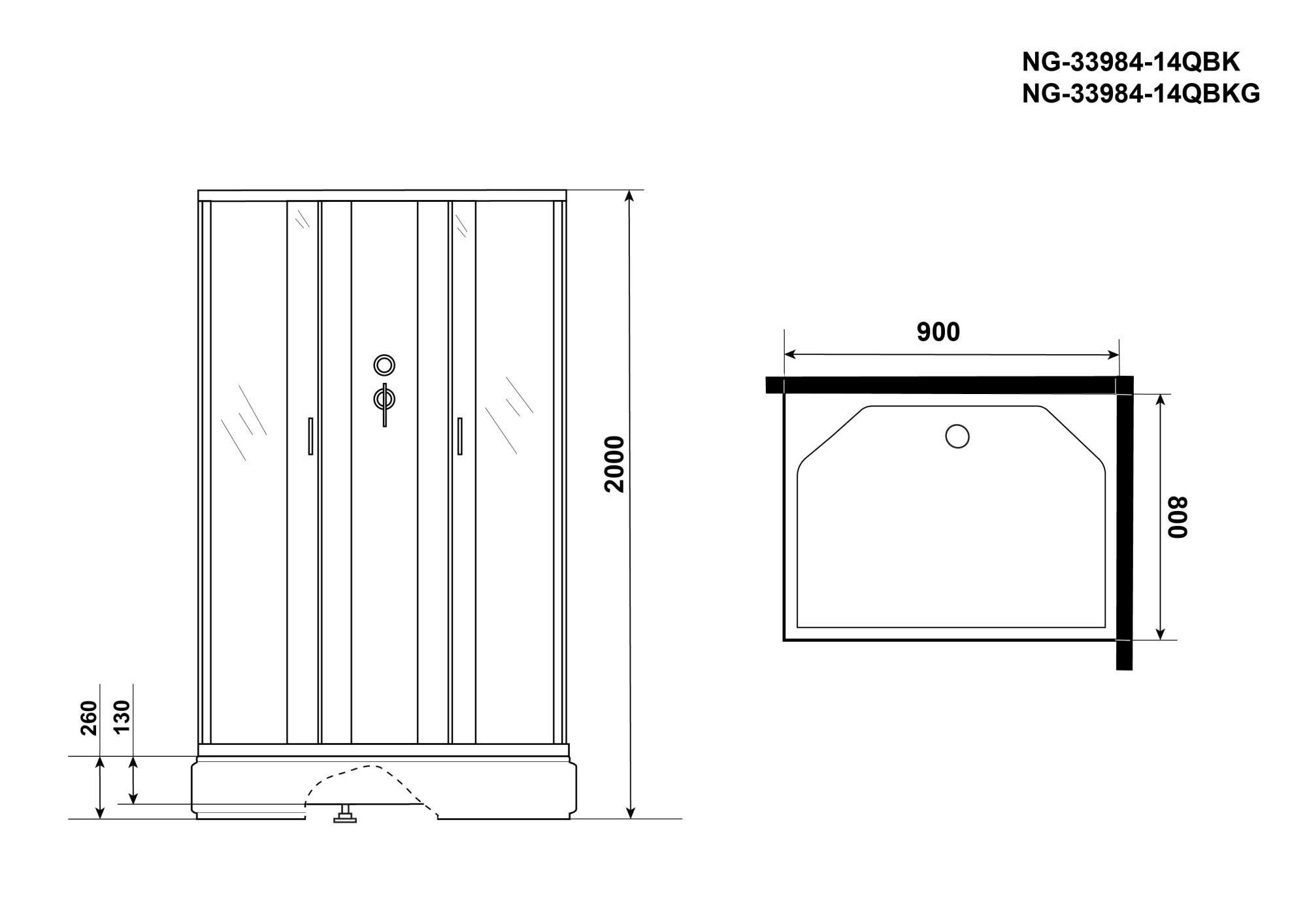 Душевая кабина Niagara Classic NG-33984-14QBK 90x80