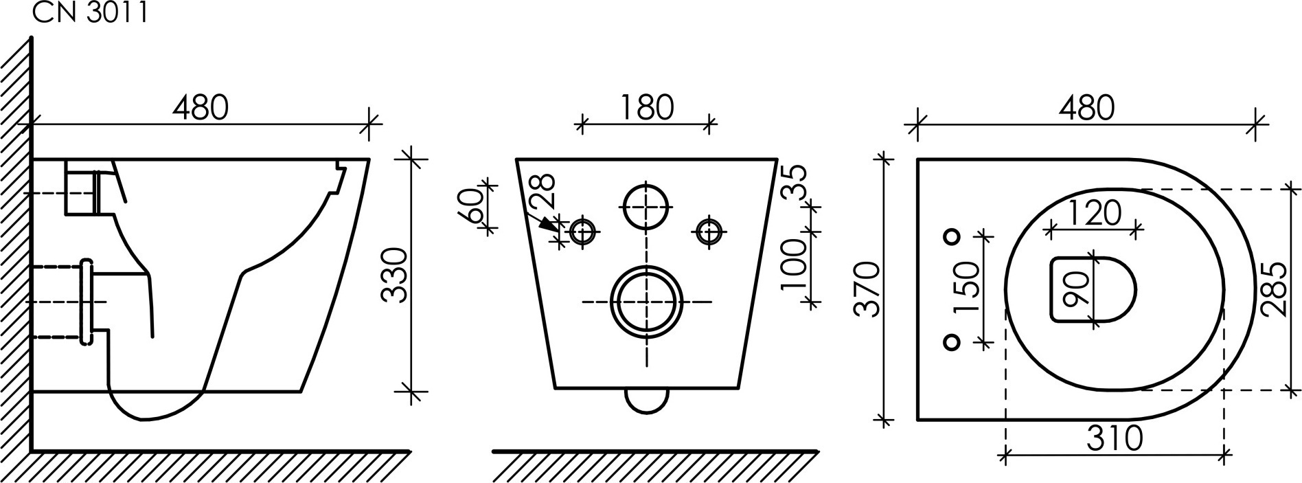 Унитаз подвесной Ceramicanova Forma Rimless CN3011