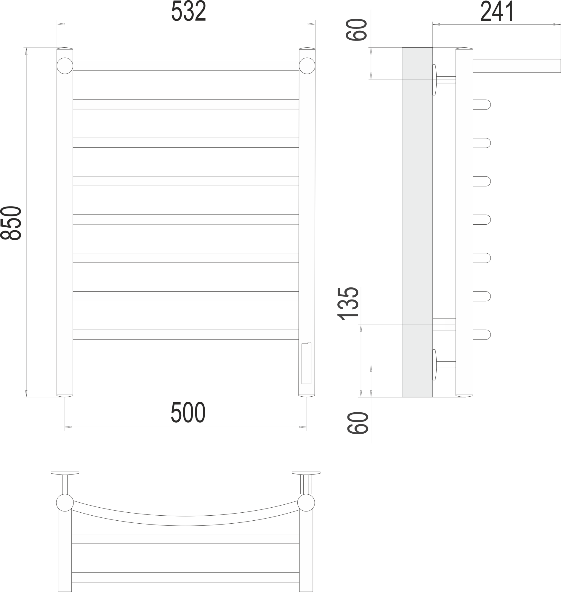 Полотенцесушитель электрический Terminus Standart Классик с/п П8 50x85