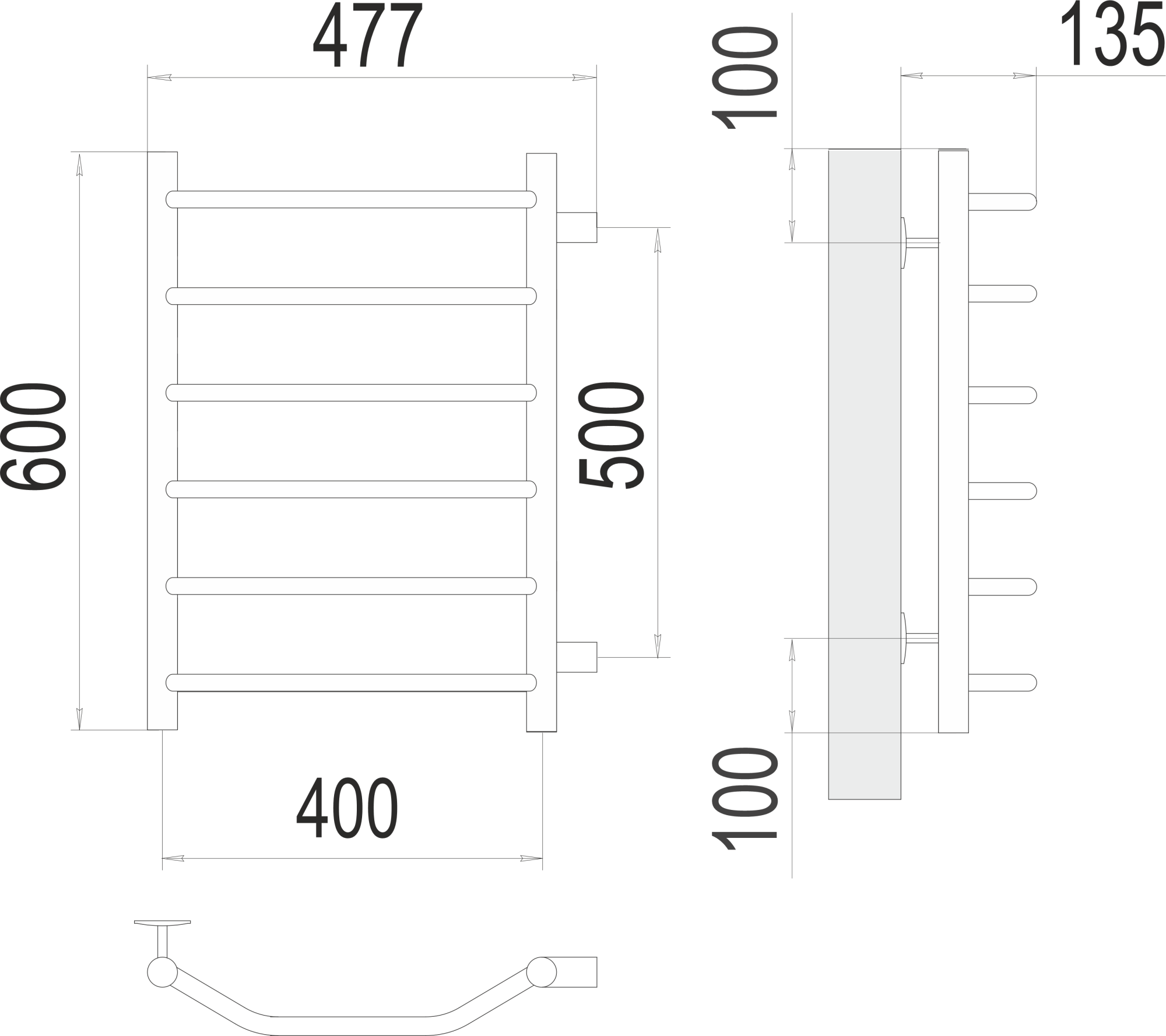 Полотенцесушитель водяной Terminus Eco Виктория П6 40x60 б/п50