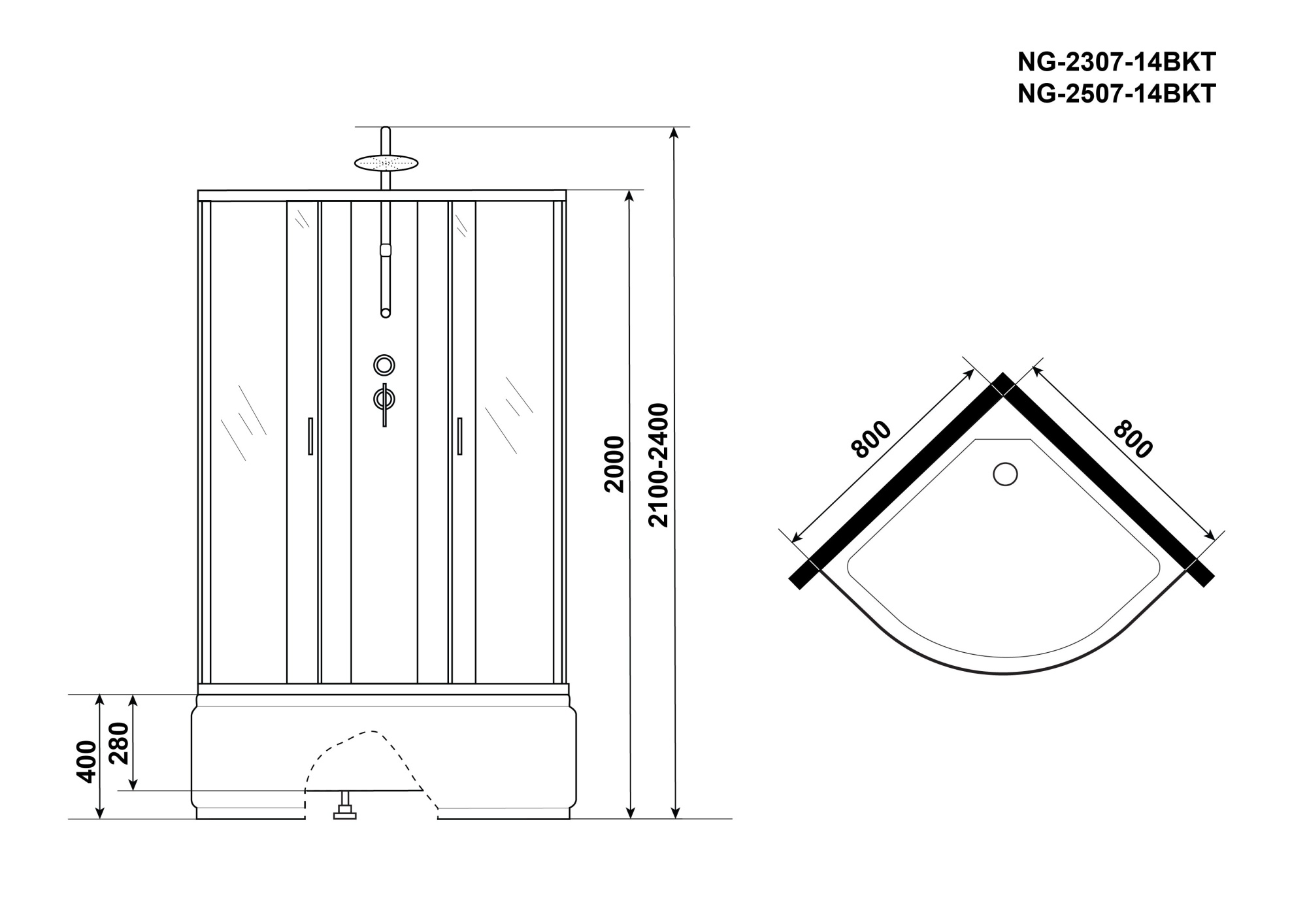 Душевая кабина Niagara Classic NG-2307-14BKT 80x80