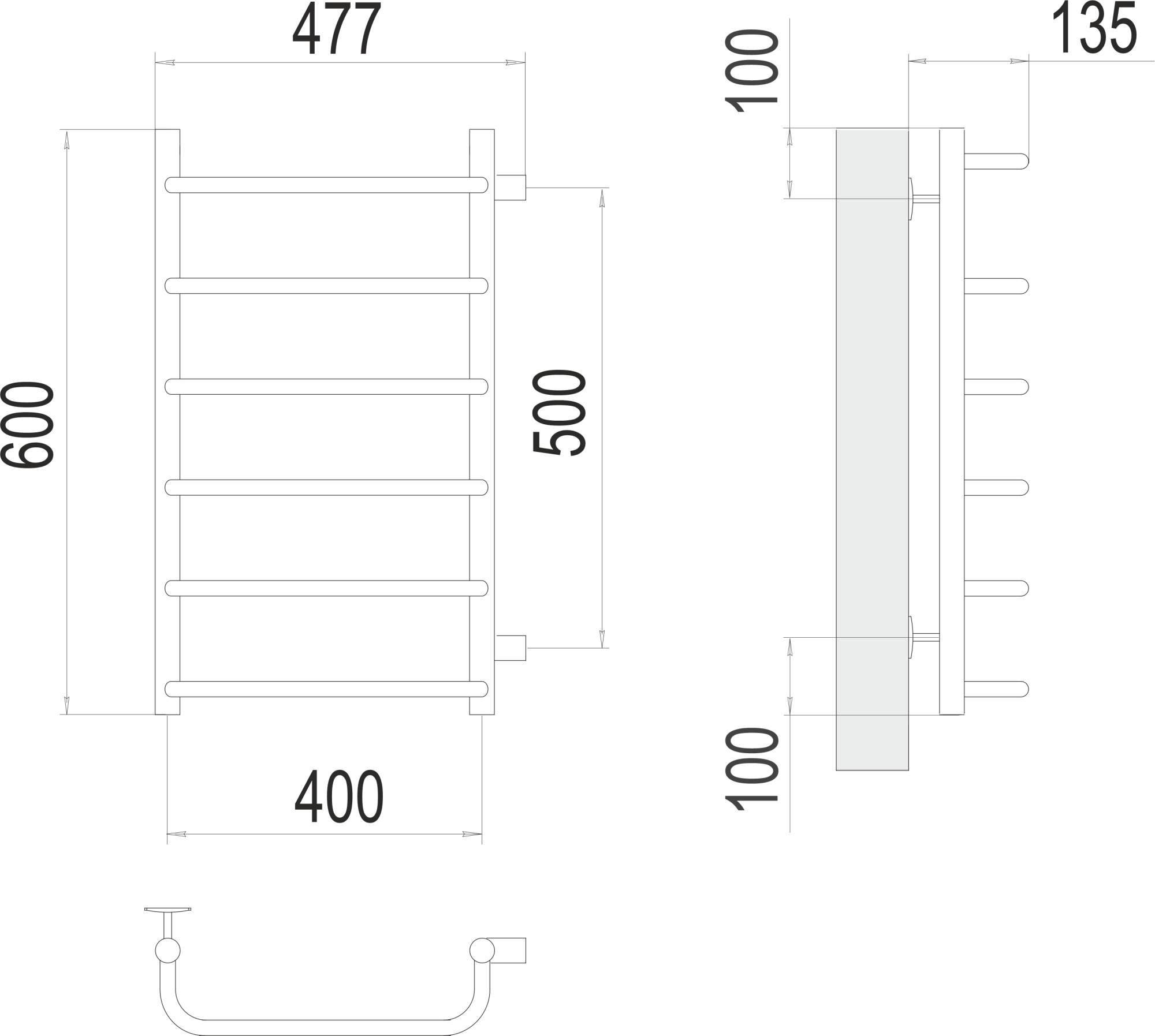 Полотенцесушитель водяной Terminus Eco Стандарт П6 40x60 б/п50