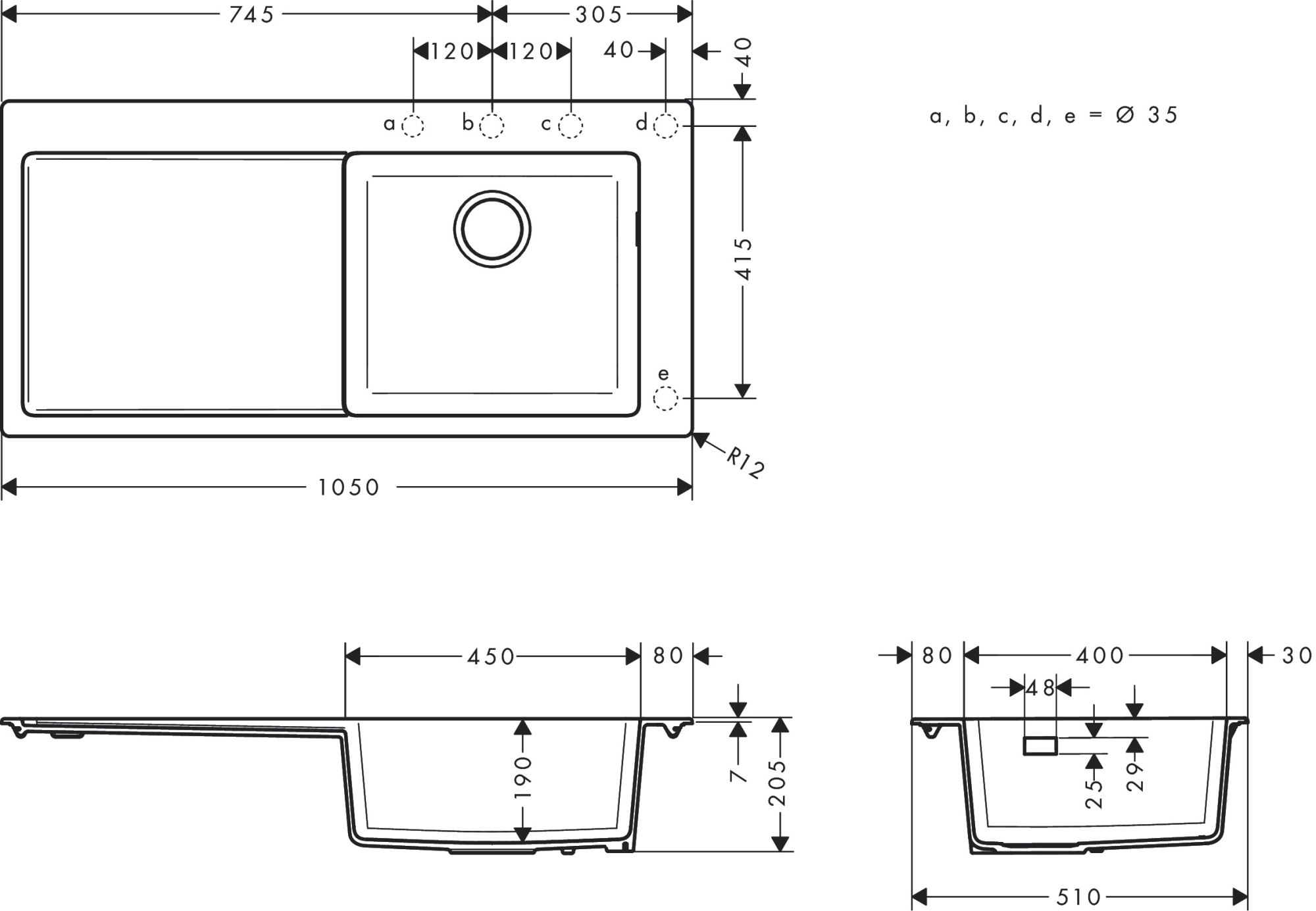 Кухонная мойка Hansgrohe S514-F450 43314170