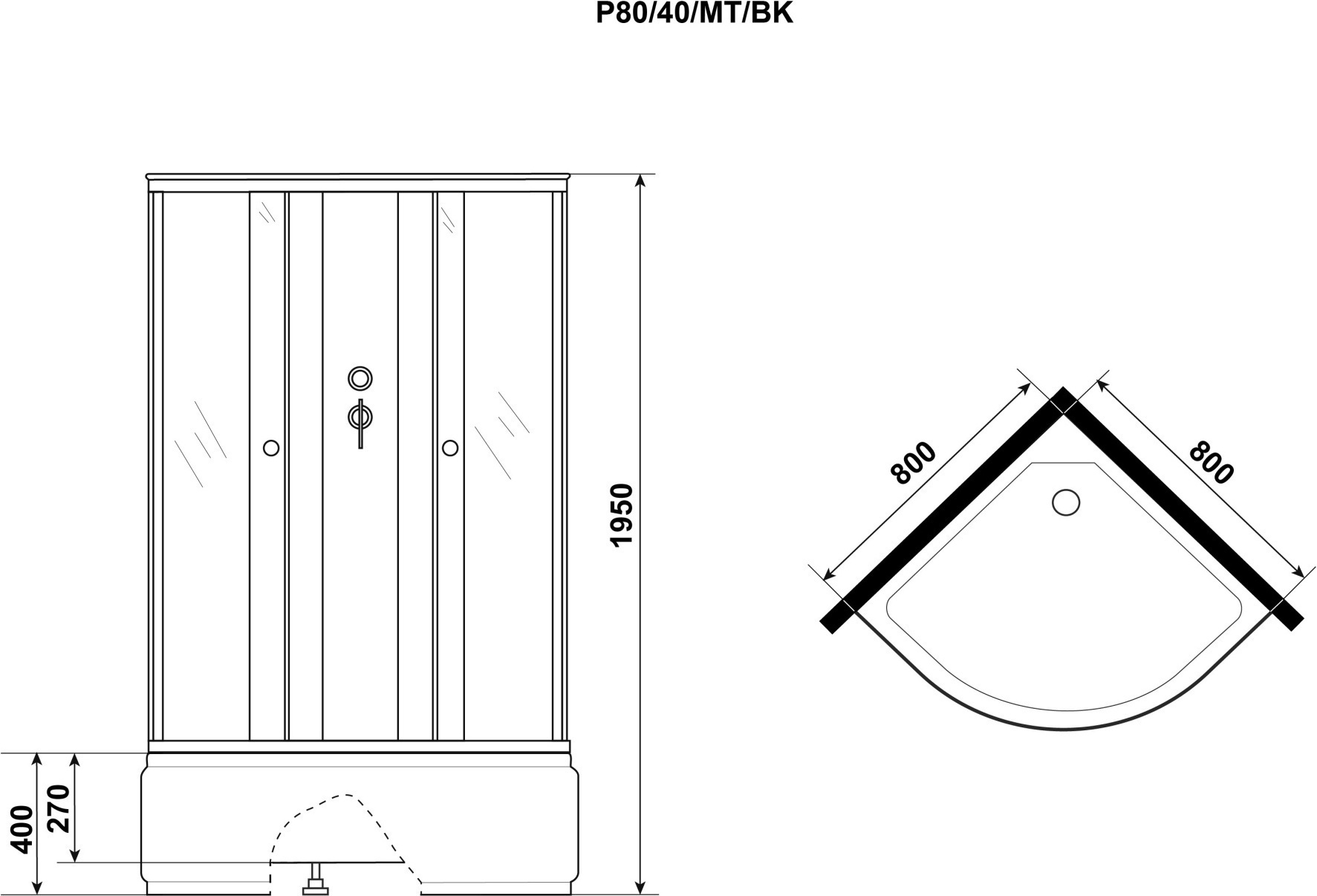 Душевая кабина Niagara Promo P80/40/MT/BK 80x80