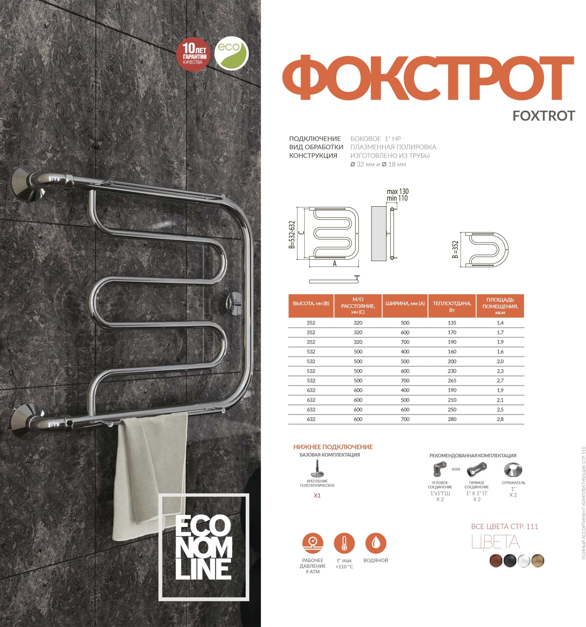 Полотенцесушитель водяной Terminus Eco Фокстрот AISI 50x53x50