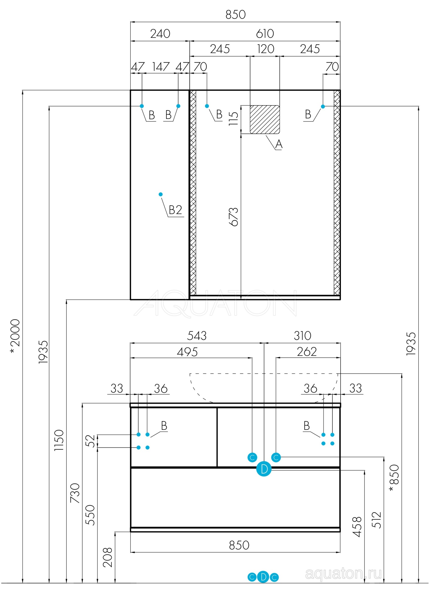 Тумба с раковиной Aquaton Терра 85 1A2472K1TEKA0