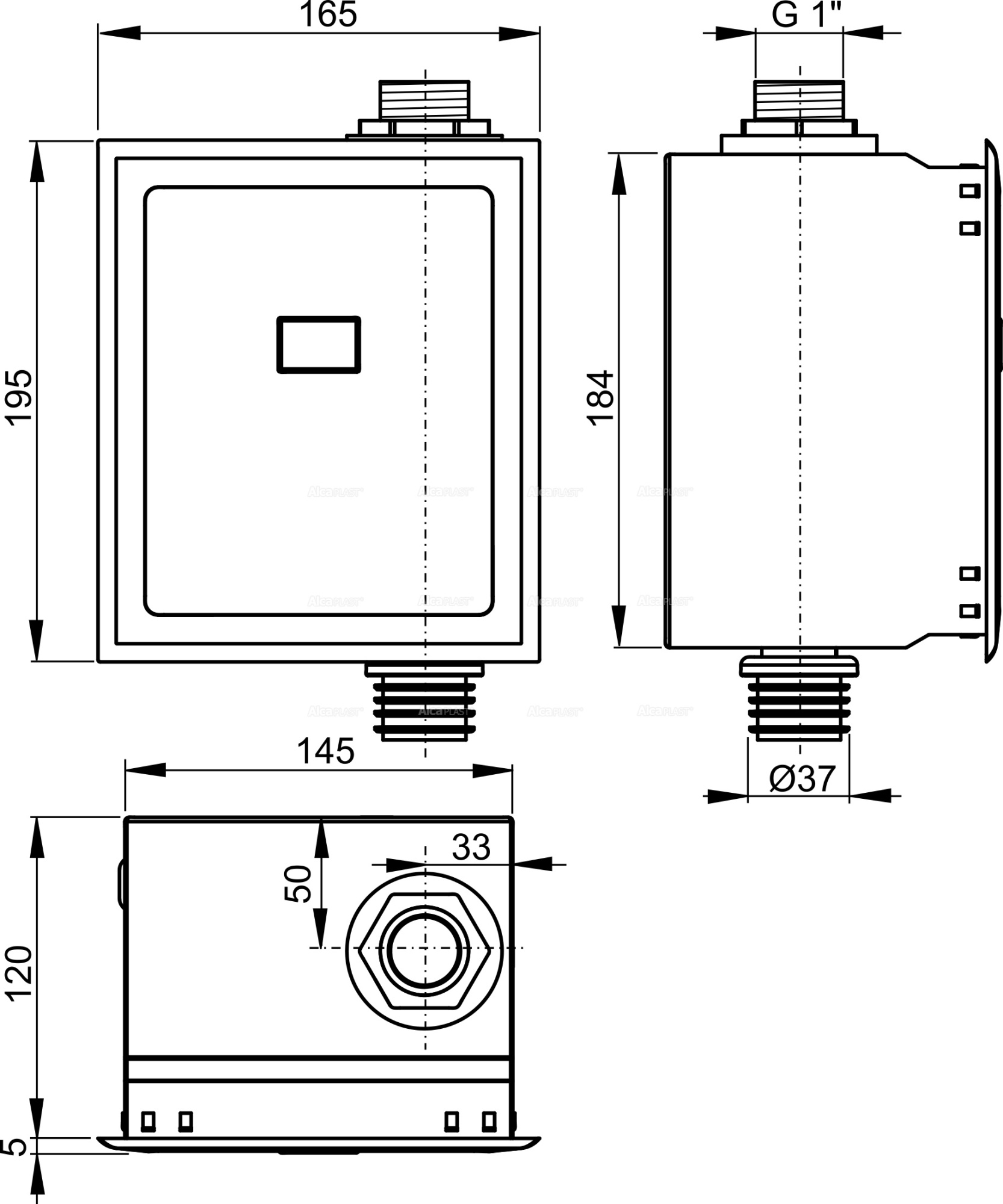 Кнопка смыва AlcaPlast ASP3 12v пластик