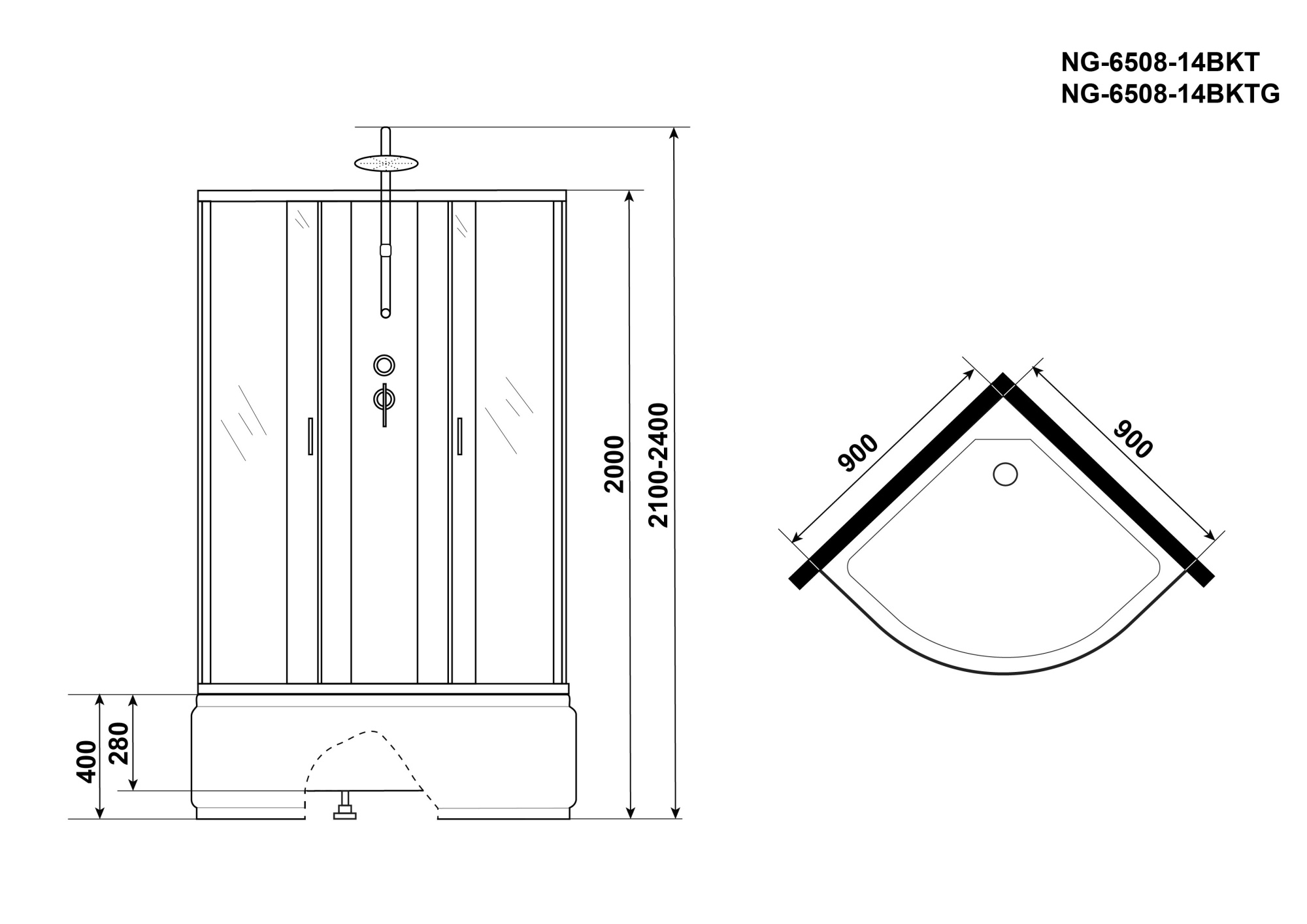 Душевая кабина Niagara Classic NG-6508-14BKT 90x90