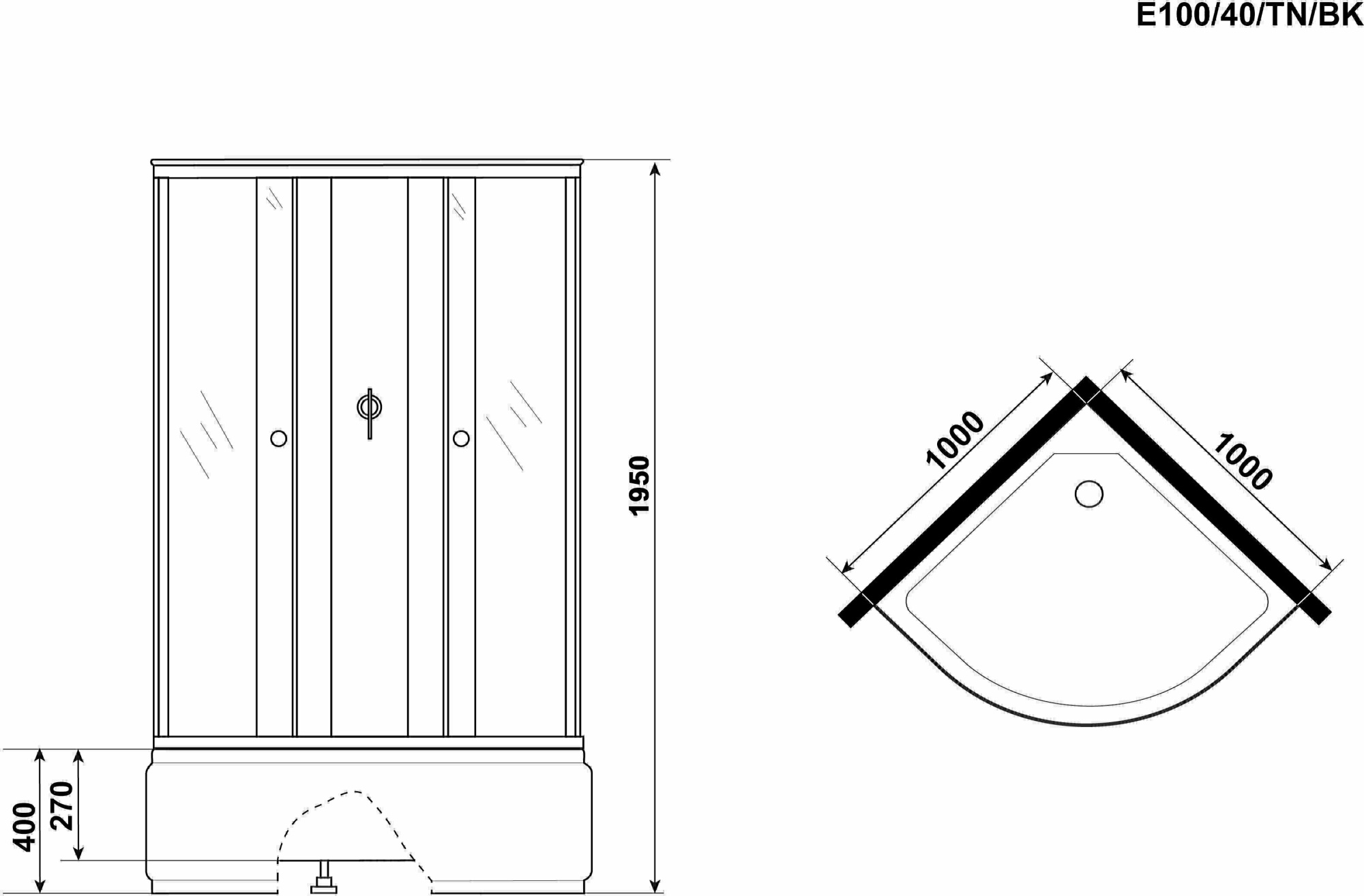 Душевая кабина Niagara Eco E100/40/TN/BK 100x100