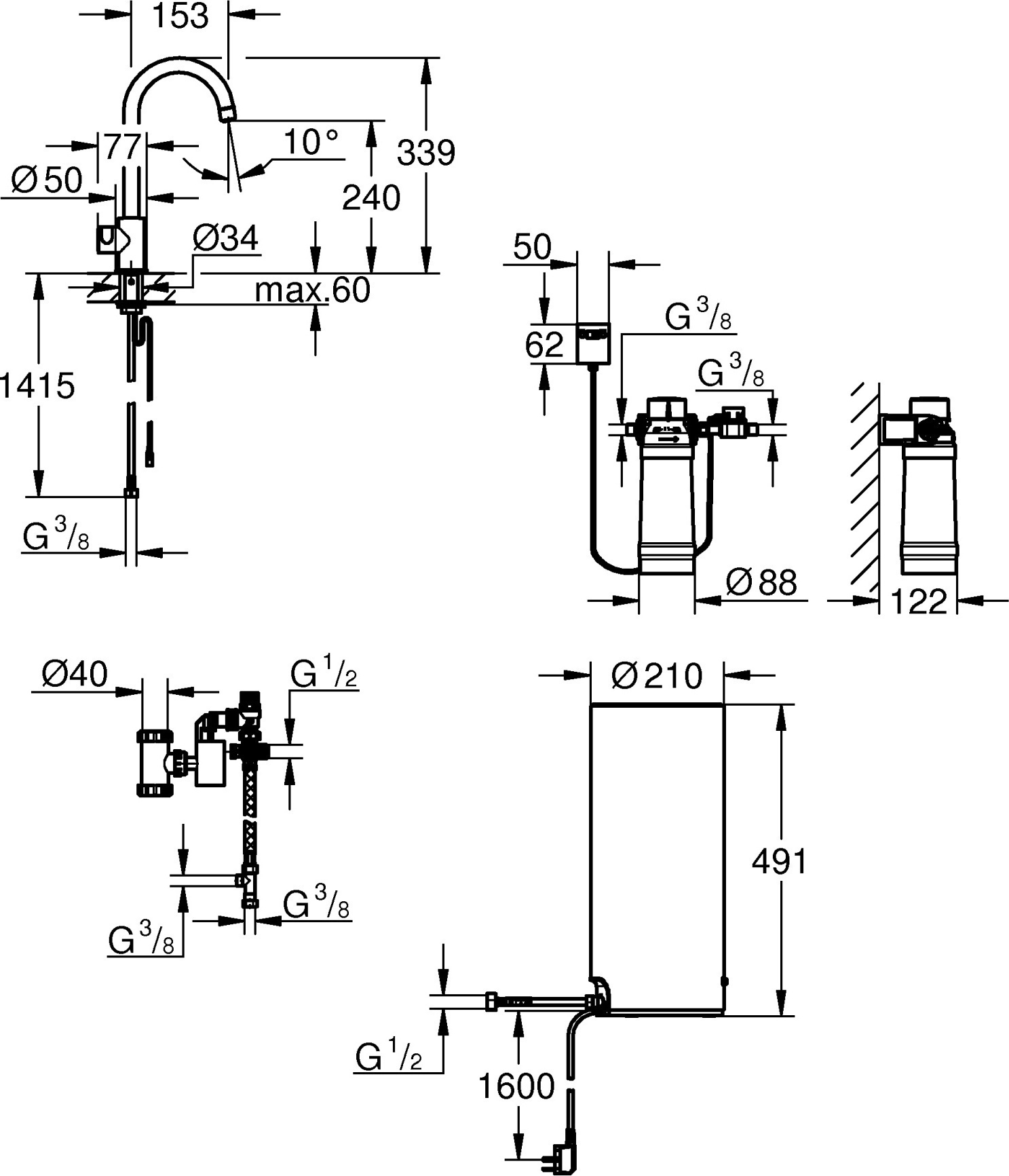 Смеситель Grohe Red II Mono 30080001 для кухни