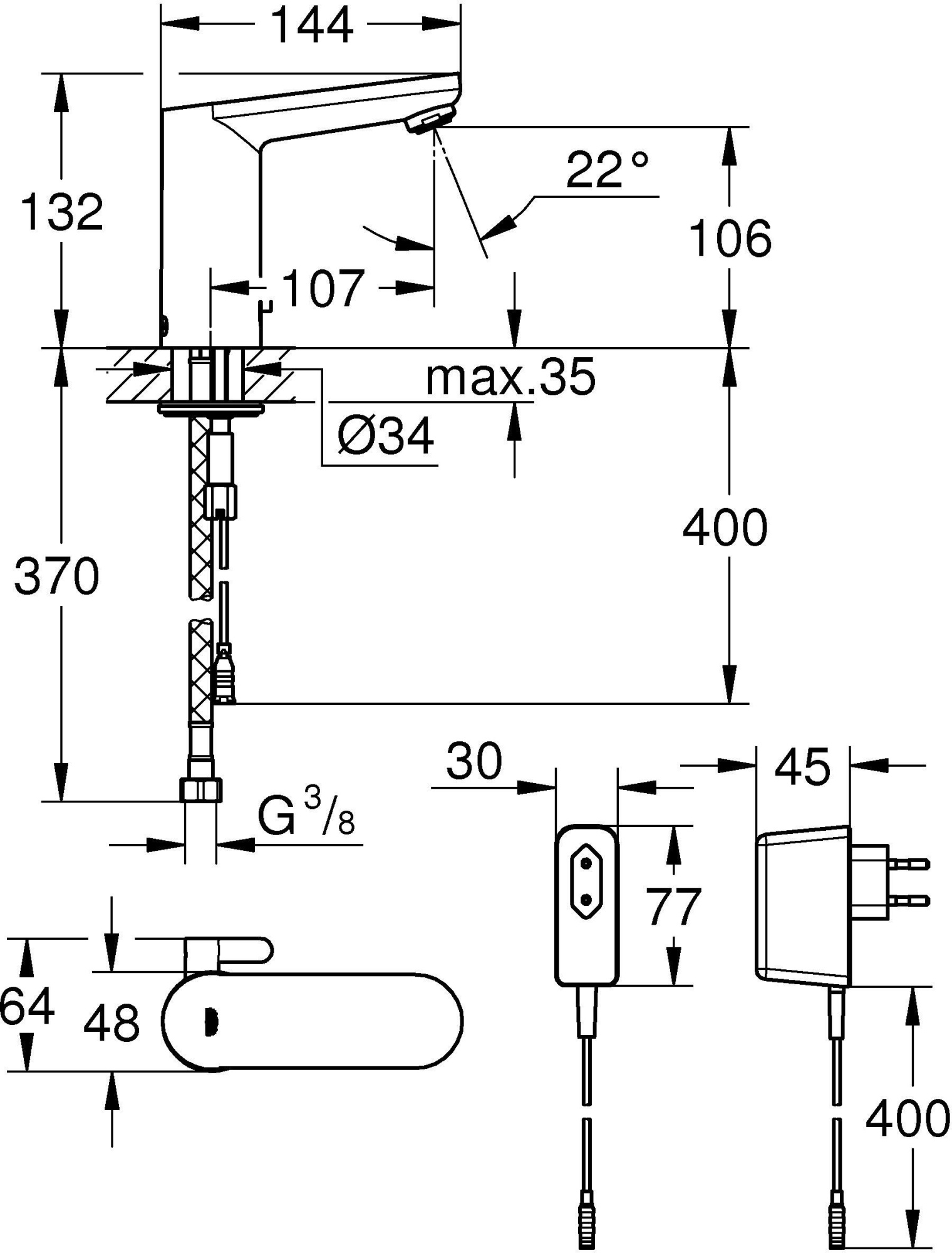 Смеситель Grohe Eurosmart Cosmopolitan E 36325001 для раковины