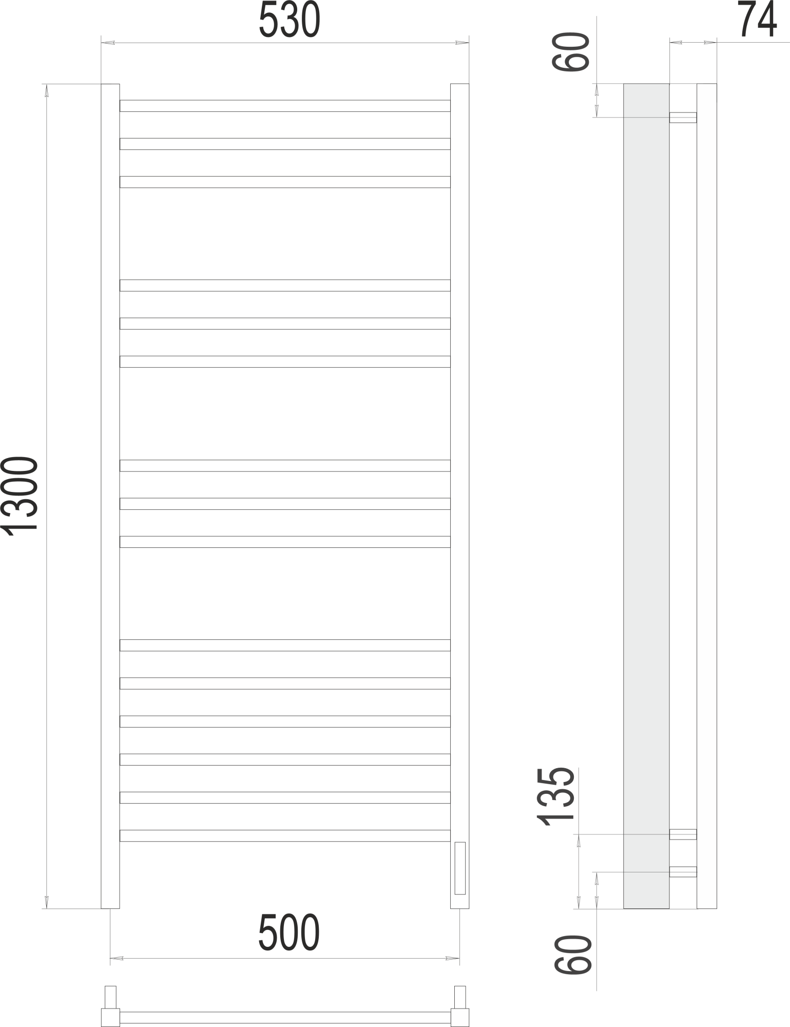 Полотенцесушитель электрический Terminus Lux Сицилия П15 50x130