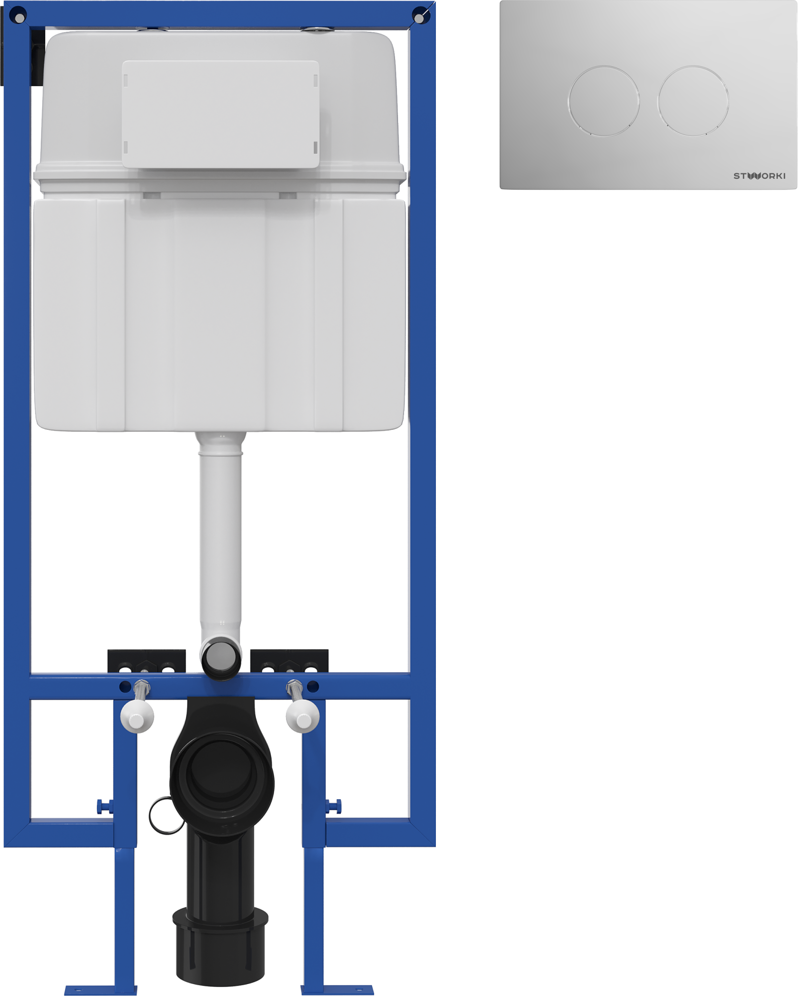 Система инсталляции для унитазов STWORKI 510163 с кнопкой смыва 500472 хром глянцевая