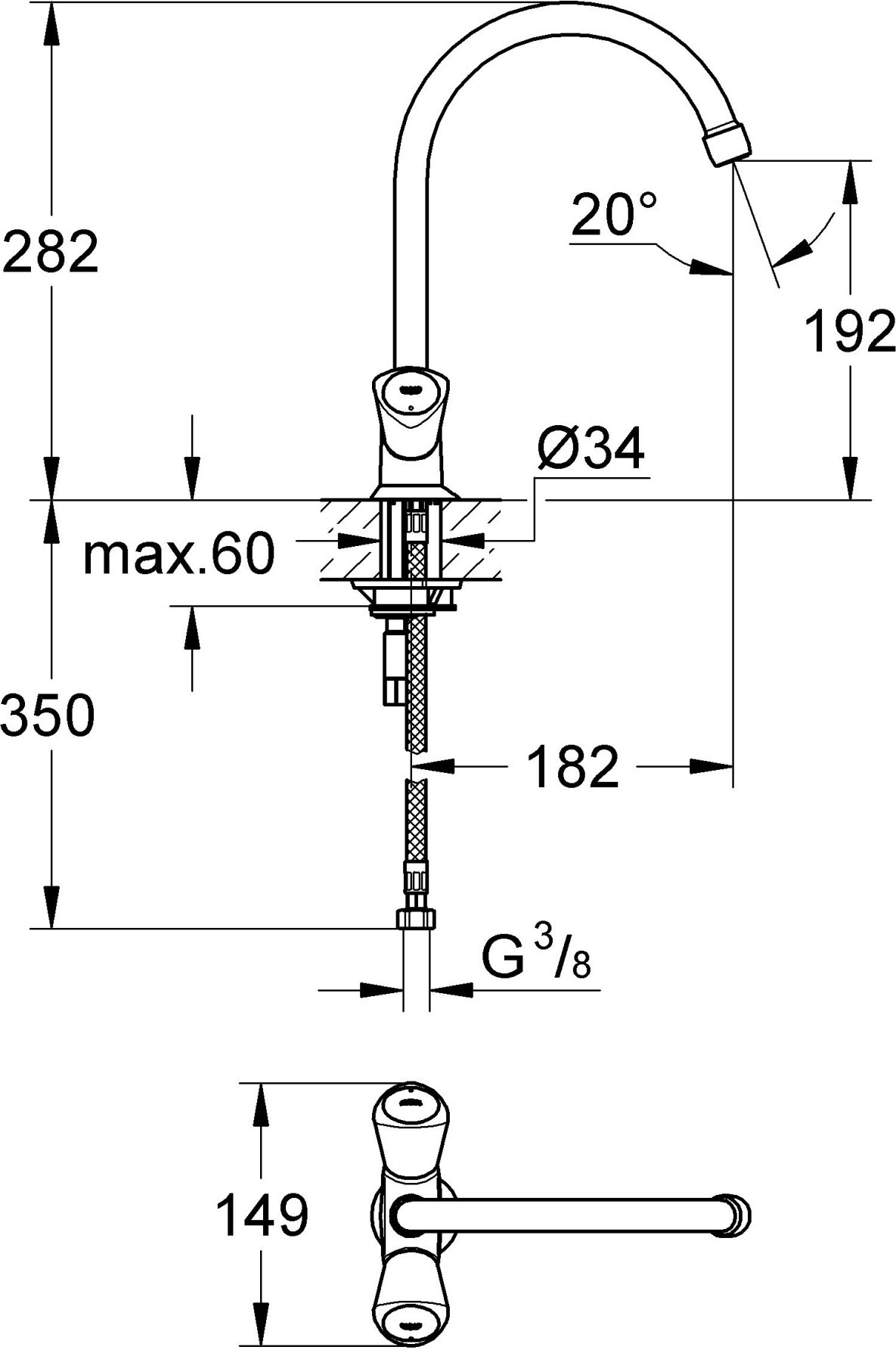 Смеситель Grohe Costa S 31819001 для кухни