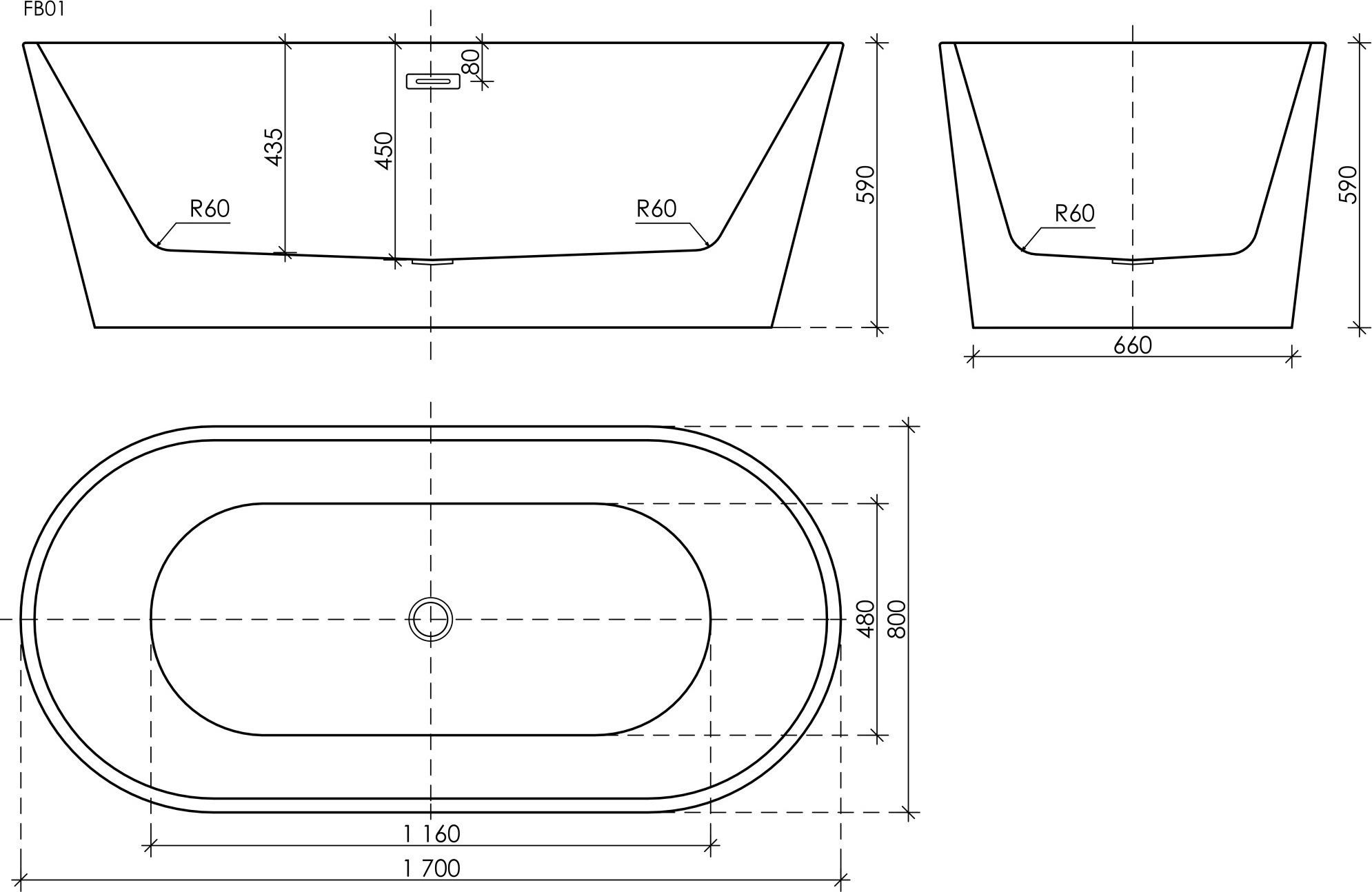 Акриловая ванна Sancos Mimi 170x80