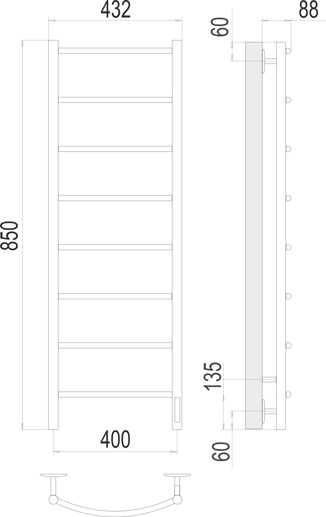 Полотенцесушитель электрический Terminus Standart Классик П8 40x85