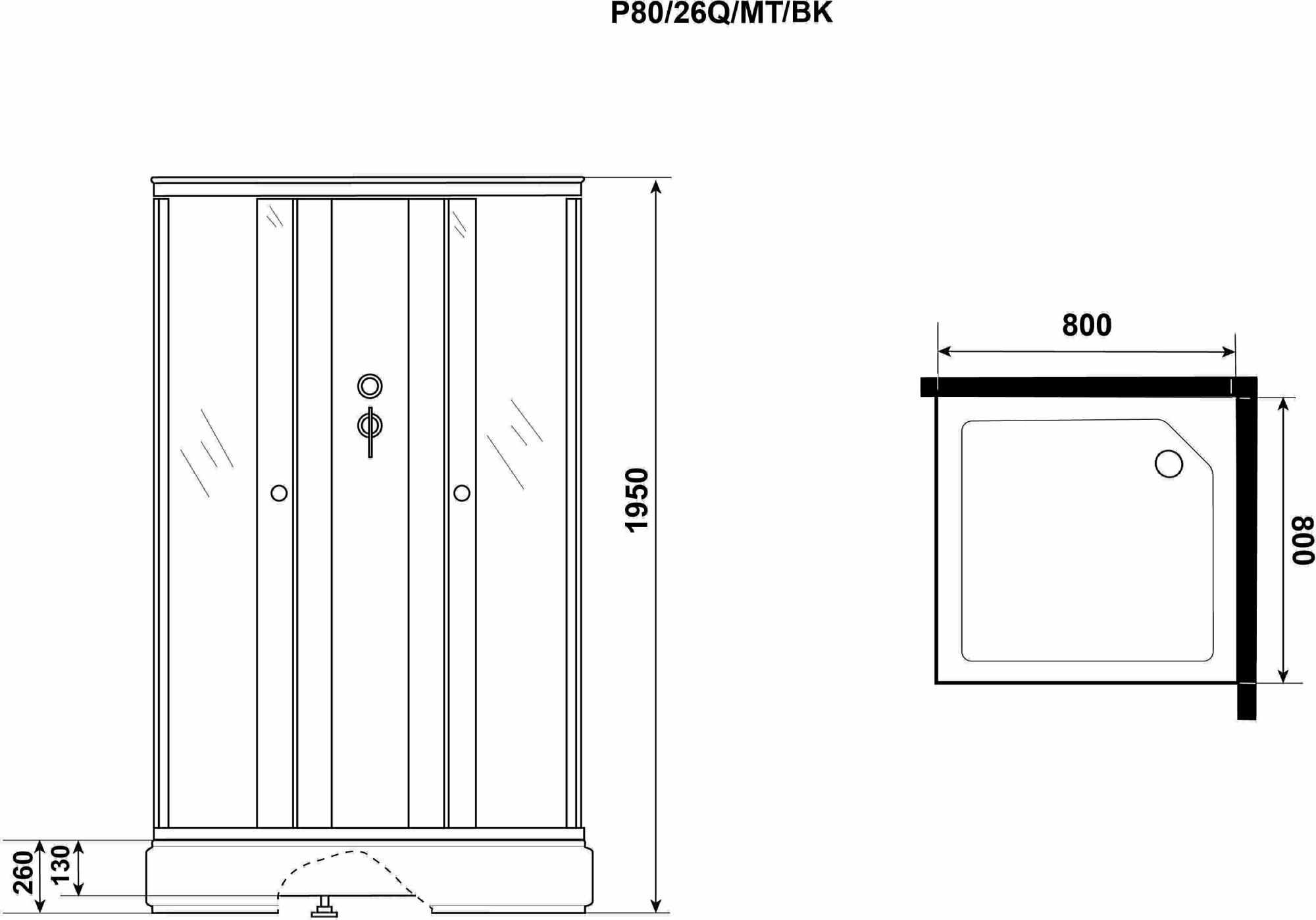 Душевая кабина Niagara Promo P80/26Q/MT/BK 80x80