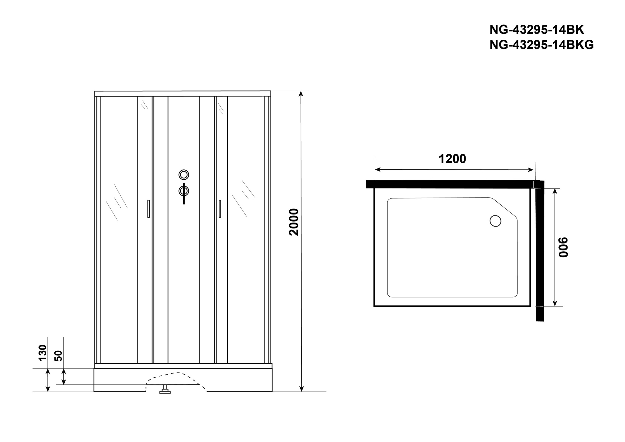 Душевая кабина Niagara Classic NG-43295-14QBK 120x90