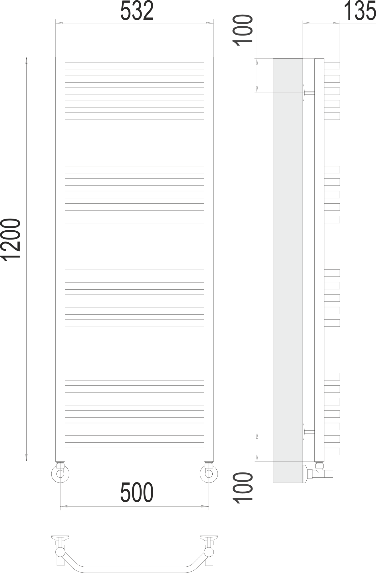 Полотенцесушитель водяной Terminus Standart Виктория П22 50x120