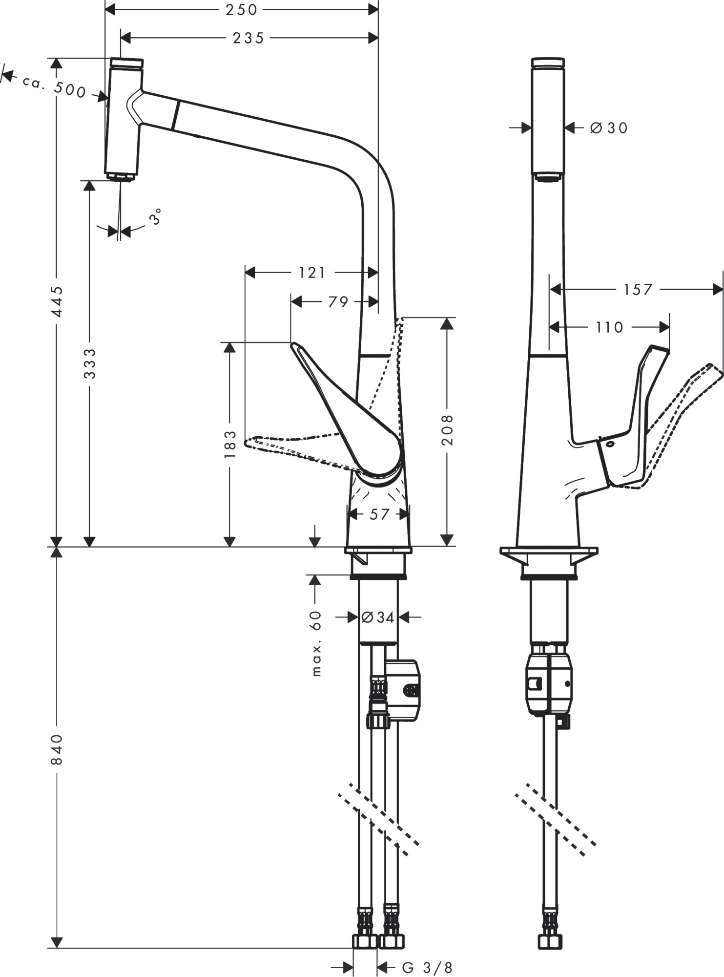 Смеситель Hansgrohe Metris Select 14884000 для кухни