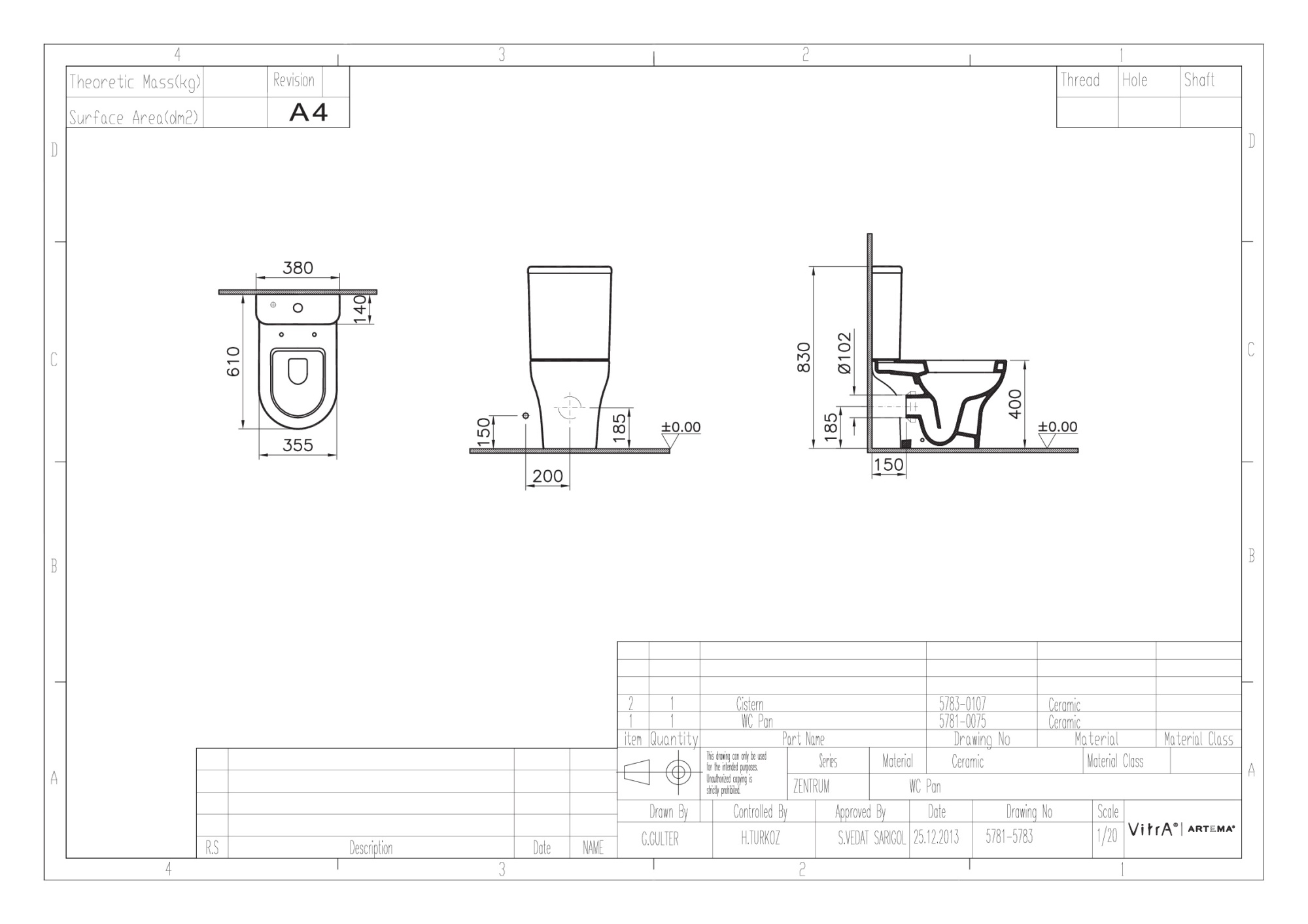 Унитаз-компакт Vitra Zentrum 9012B003-7203