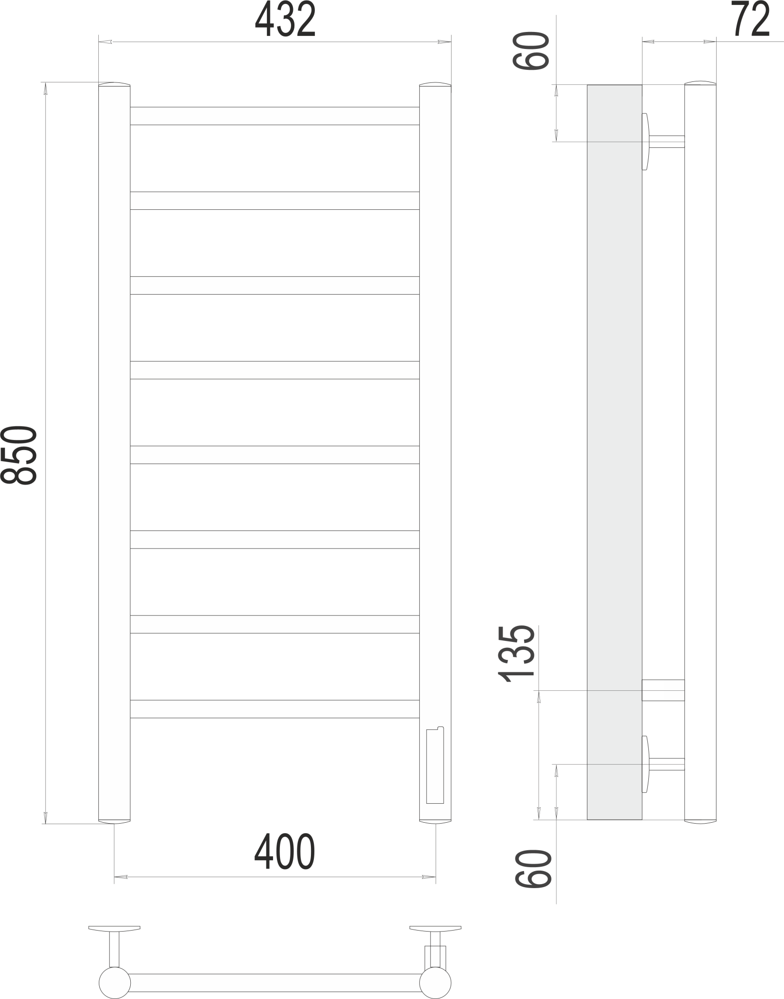 Полотенцесушитель электрический Terminus Standart Аврора П8 40x85