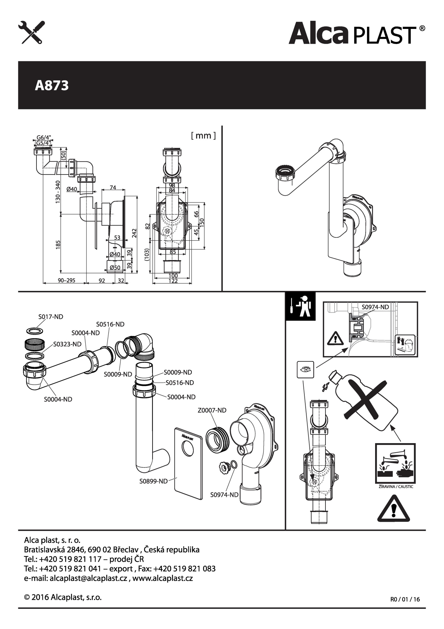 Сифон для мойки AlcaPlast A873