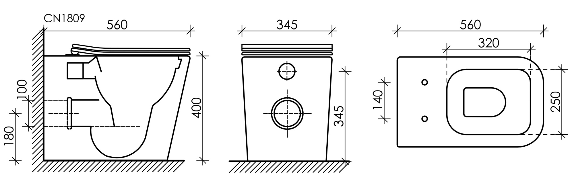 Унитаз приставной Ceramicanova Cubic Rimless CN1809