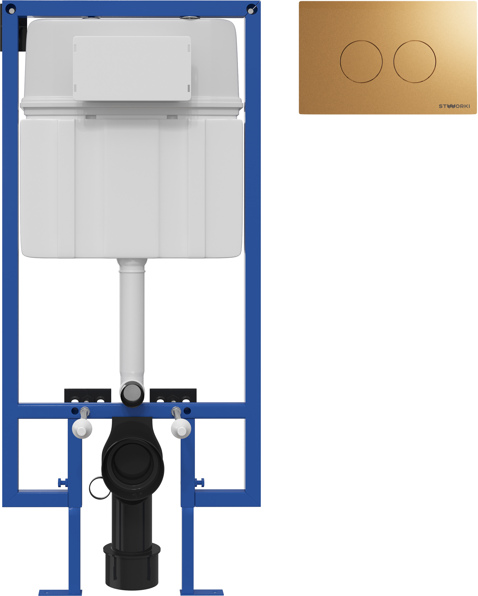 Система инсталляции для унитазов STWORKI 510163 с кнопкой смыва 500474 золотая матовая