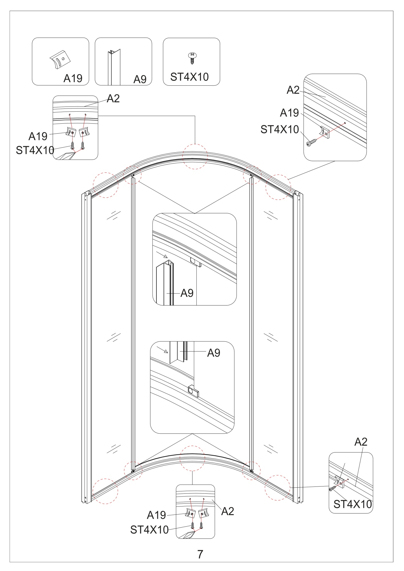 Душевая кабина Deto ЕМ4590 led 90x90