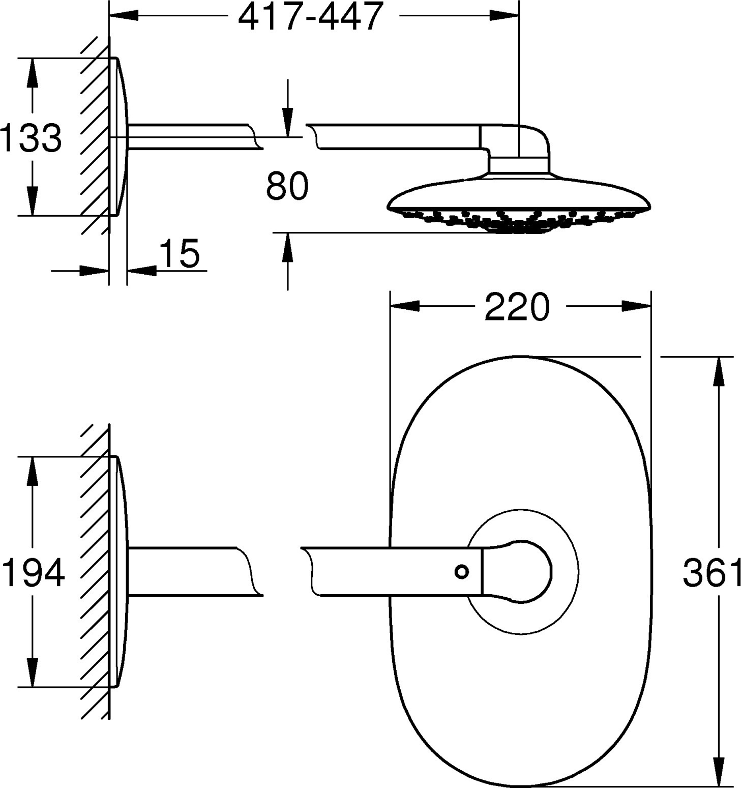 Верхний душ Grohe Rainshower SmartControl 26254000