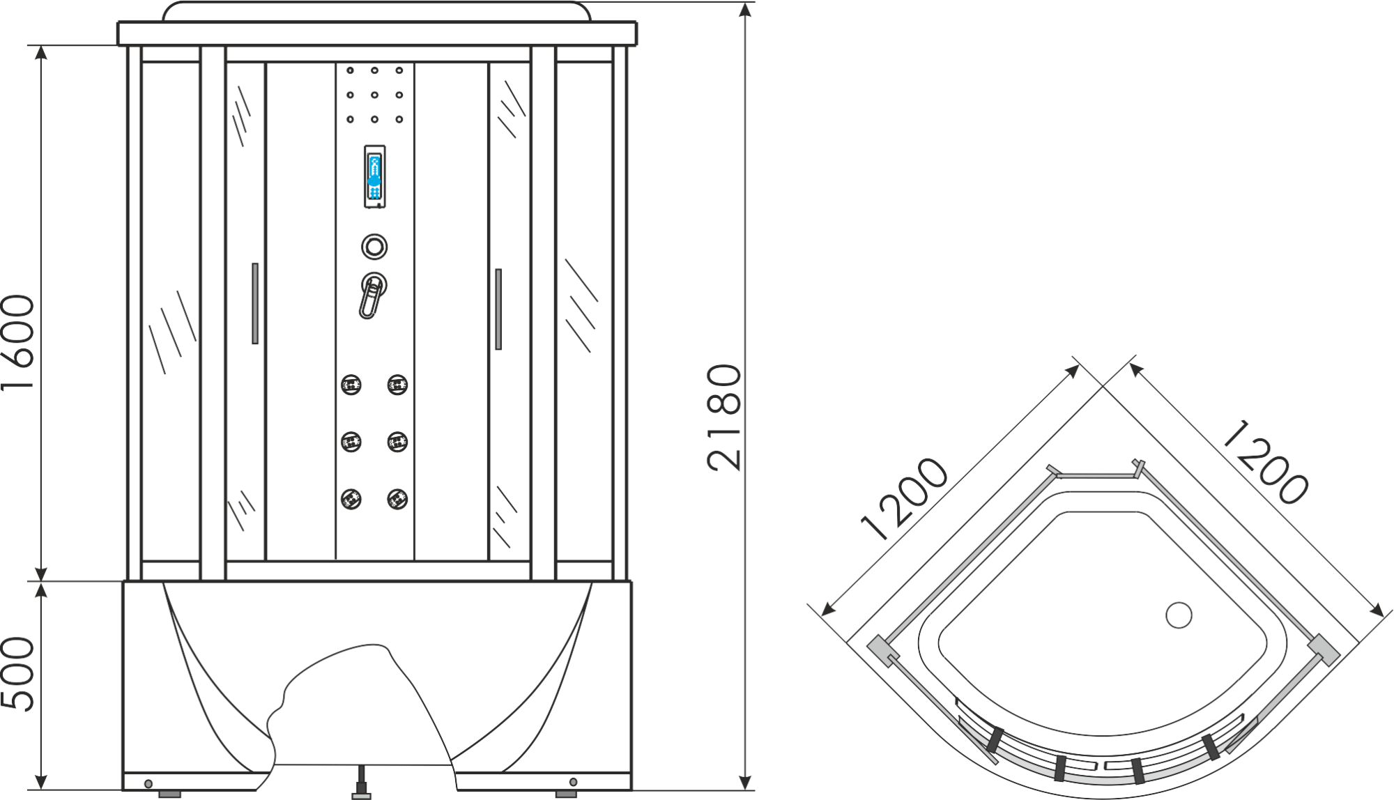 Душевая кабина Erlit ER4320T-W3 120x120