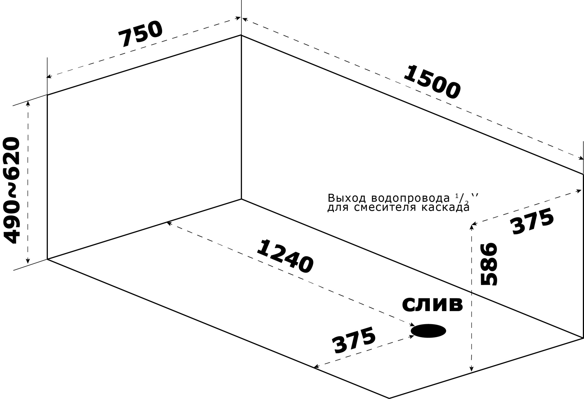 Акриловая ванна Azario Тенза 150x75