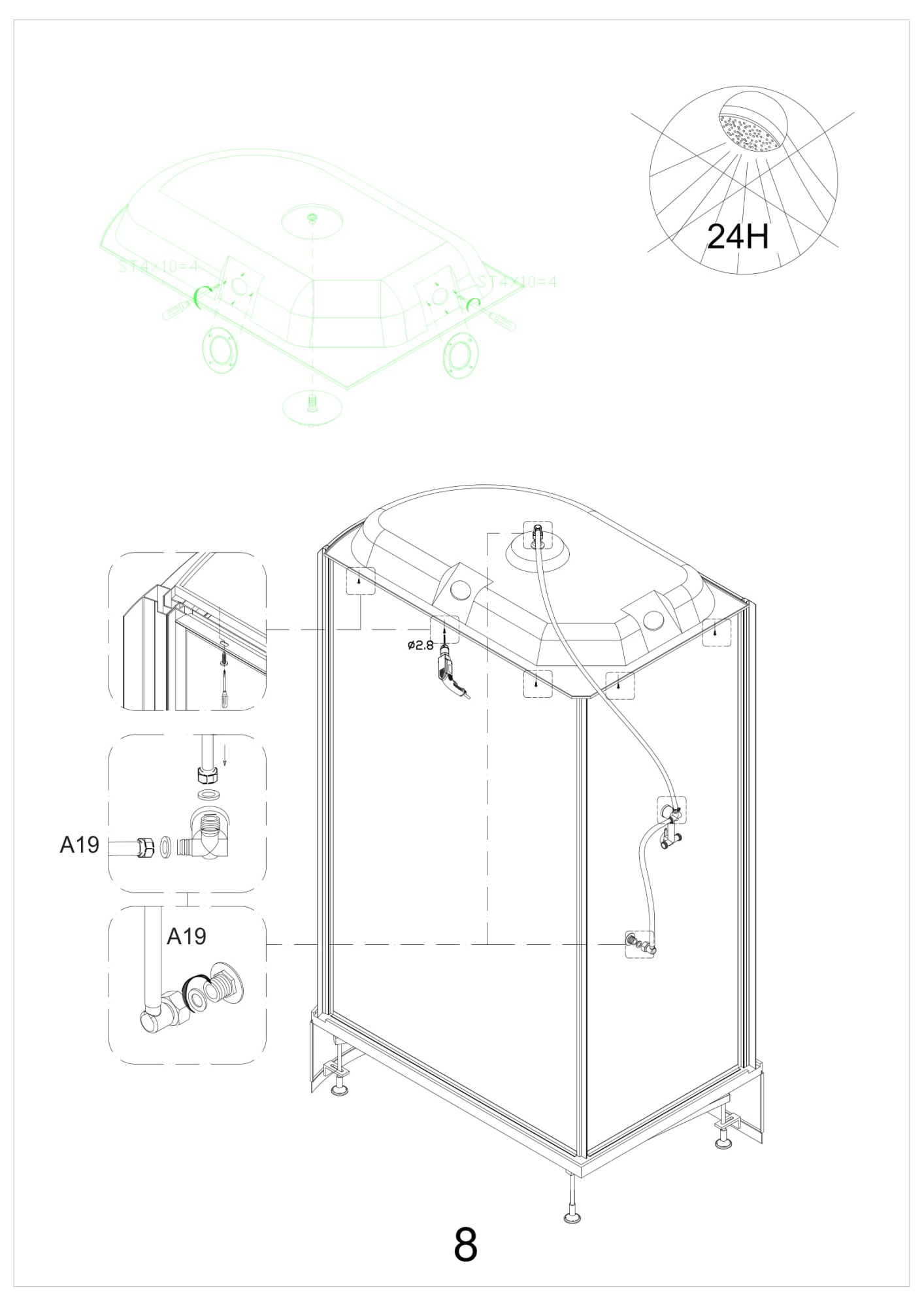 Душевая кабина Deto D120 L 120х80