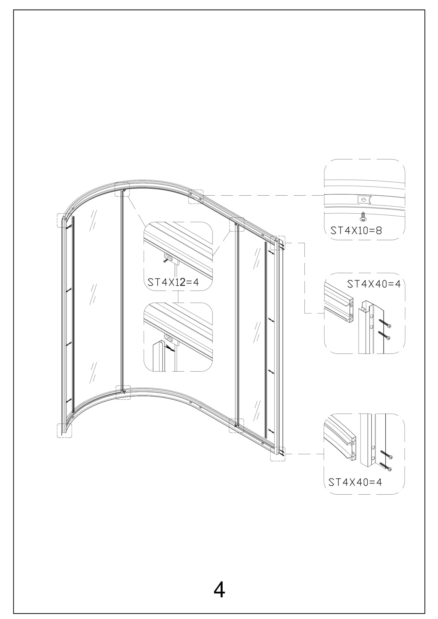 Душевая кабина Deto D120 L 120х80