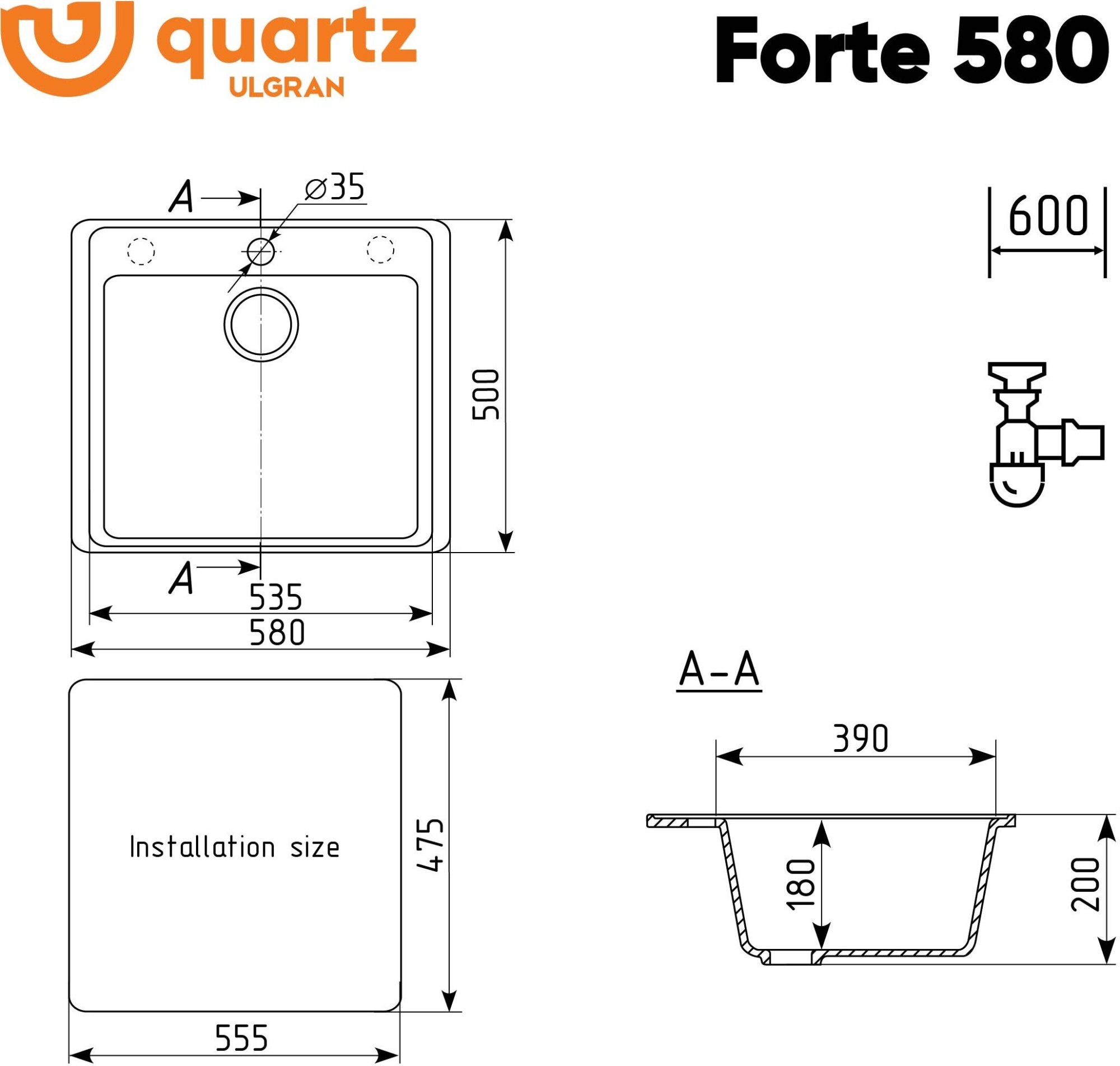 Кухонная мойка Ulgran Forte 580-04 Платина