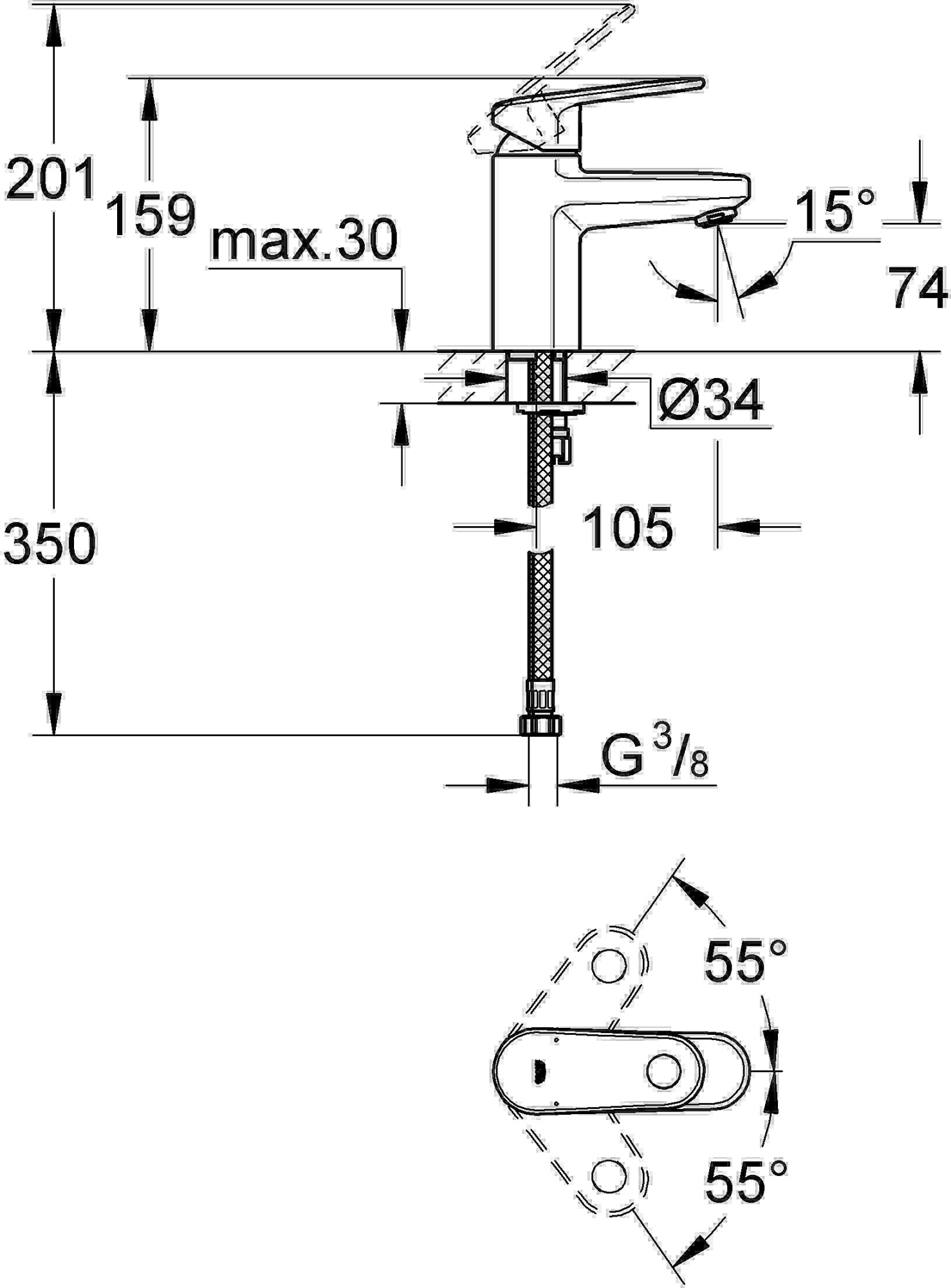 Смеситель Grohe Europlus II 33163002 для раковины