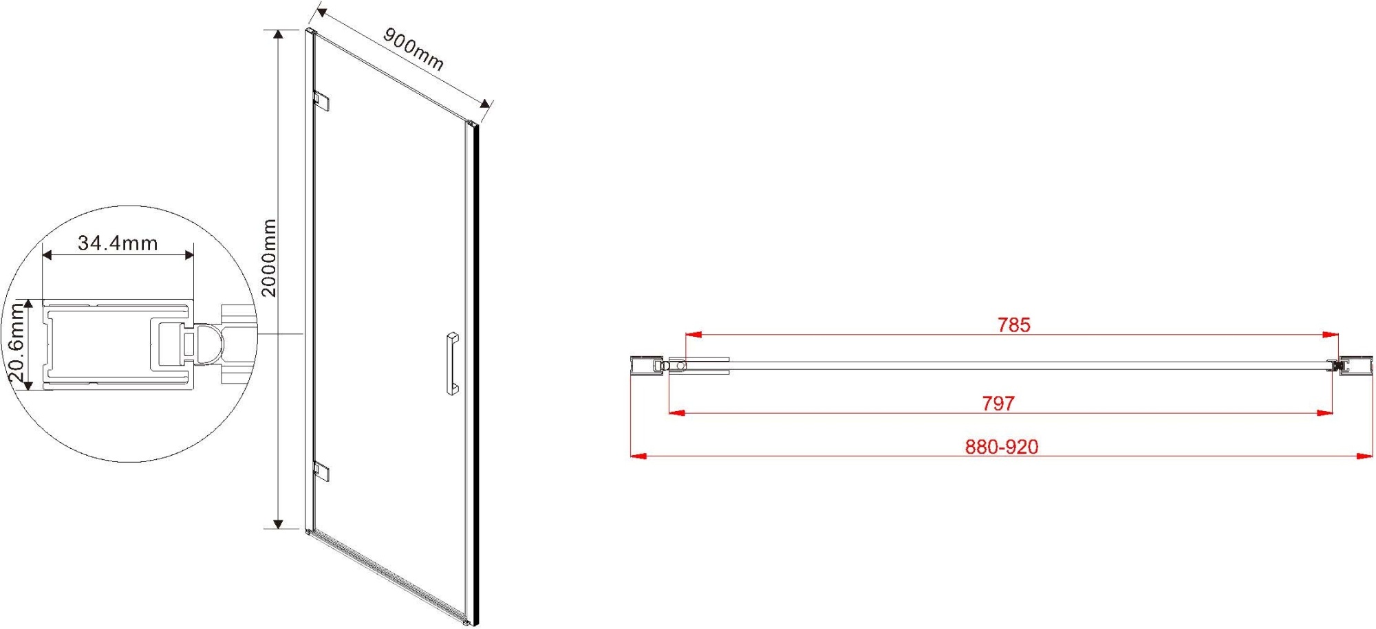 Душевая дверь Vincea Flex VDP-1F 90x200 CG