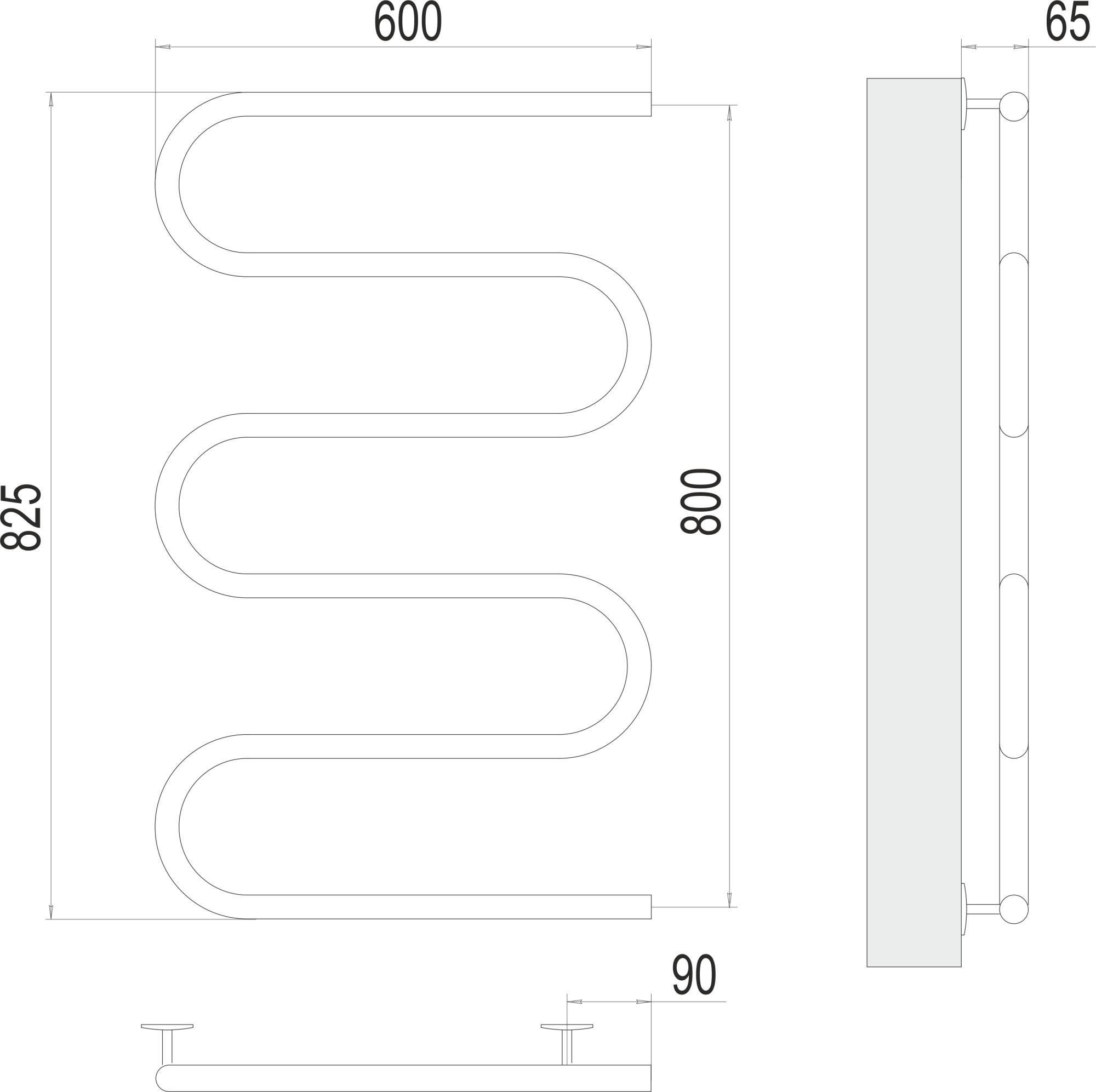 Полотенцесушитель электрический Terminus Eco Ш-обр 60x83