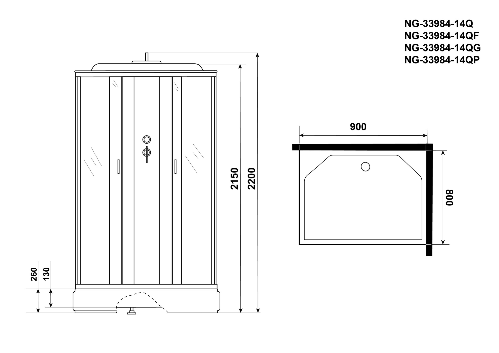 Душевая кабина Niagara Classic NG-33984-14Q 90x80