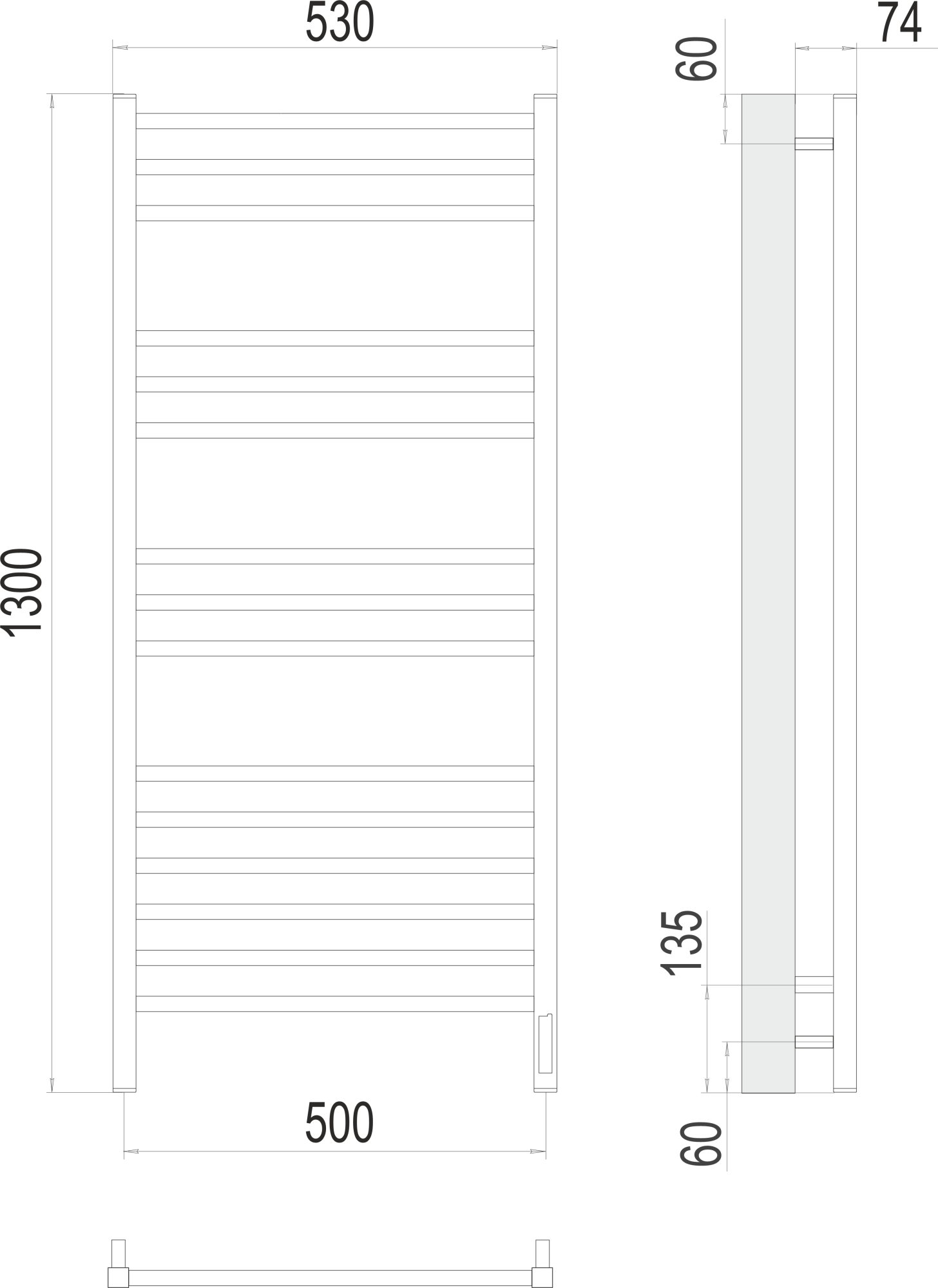 Полотенцесушитель электрический Terminus Lux Ватикан П15 50x130